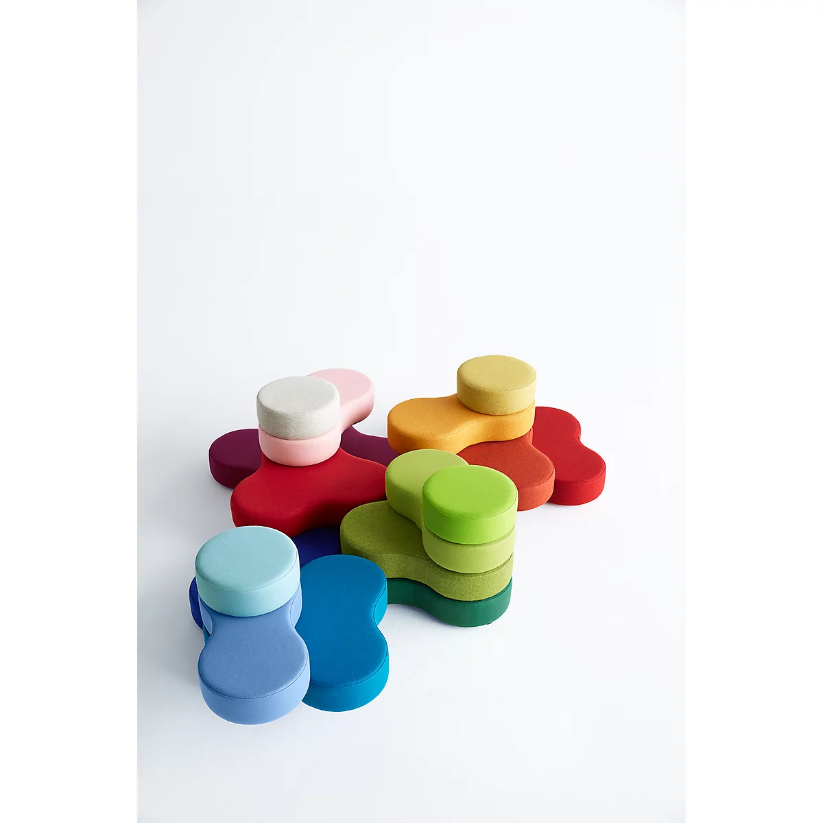 Sitzsystem TAPA Round I, Stoff, modular, mit Drehmechanismus, B 800 x H 620 mm, rot/gelb