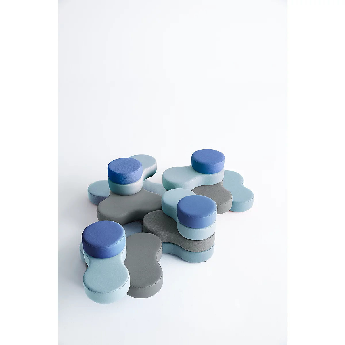 Sitzsystem TAPA Round II, Stoff, modular, mit Drehmechanismus, B 1090 x H 620 mm, grau/blau