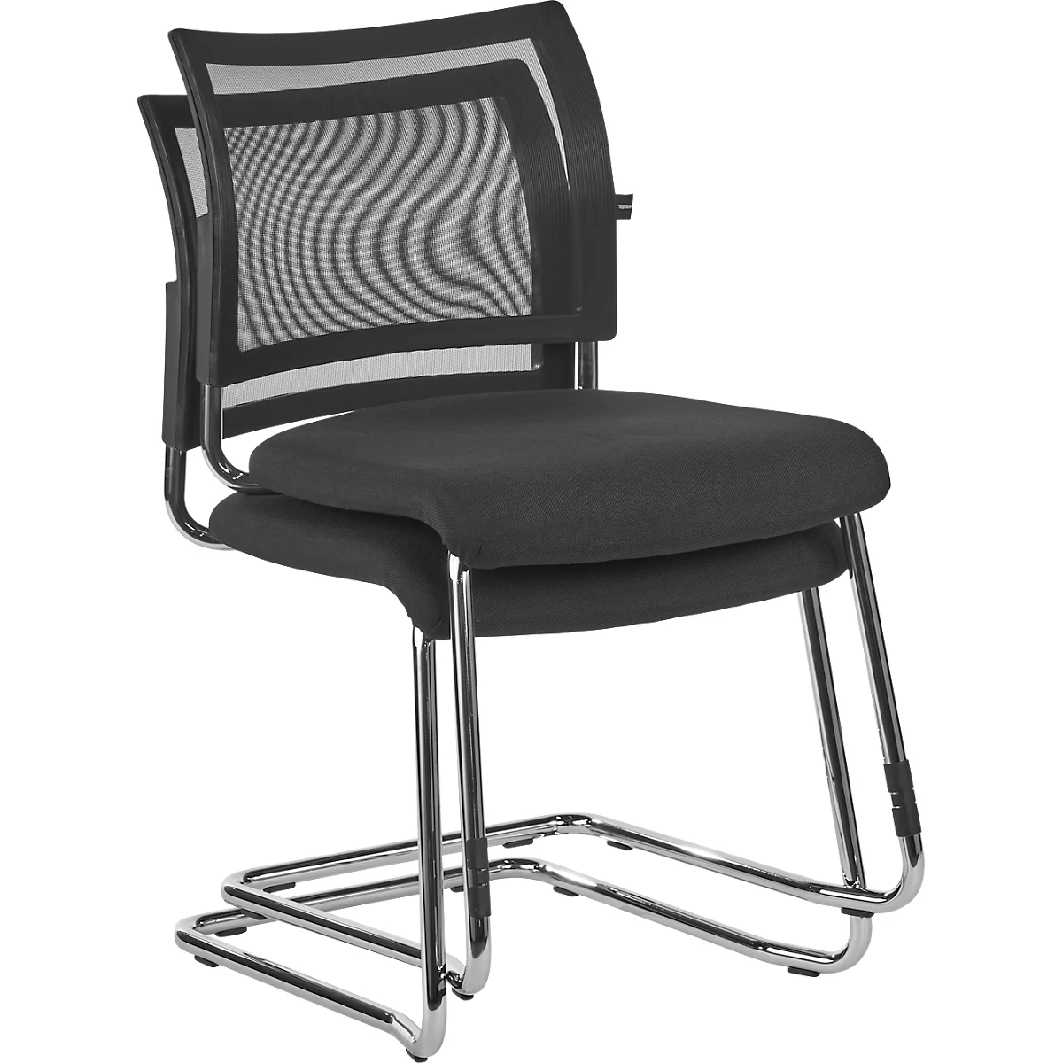 Sledestoel SEAT POINT, gaas, zonder armleuningen, stapelbaar, set van 2, zwart