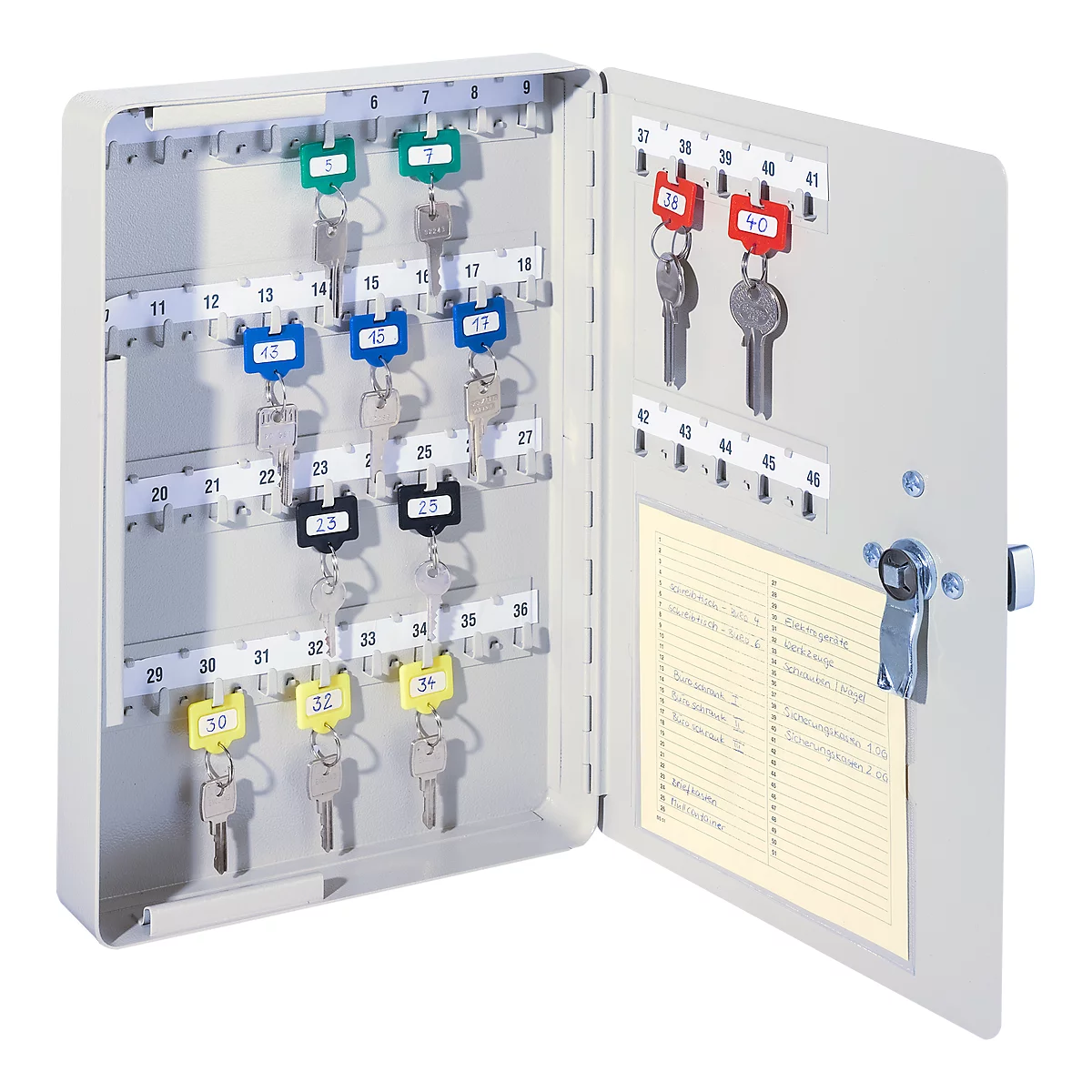 Sleutelkast, elektronisch slot, 46 haken, lichtgrijs