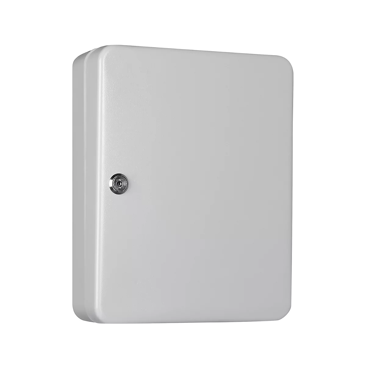 Sleutelkast SK 49, voor wandmontage, 49 haken, deurscharnier rechts, Cilinderslot met 2 sleutels, incl. verankeringsmateriaal, B 240 x D 80 x H 300 mm, plaatstaal, lichtgrijs RAL 7035