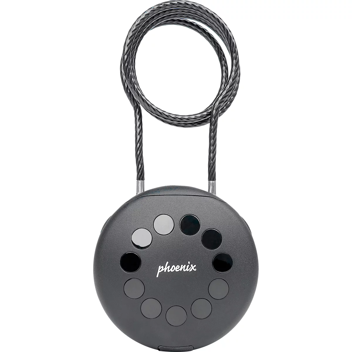 Sleutelkluis Phoenix Palm KS0212EC, gemotoriseerd sleutelslot, bediening via app, Bluetooth, waterdicht/stofdicht IP65, met roestvrijstalen kabel, zwart
