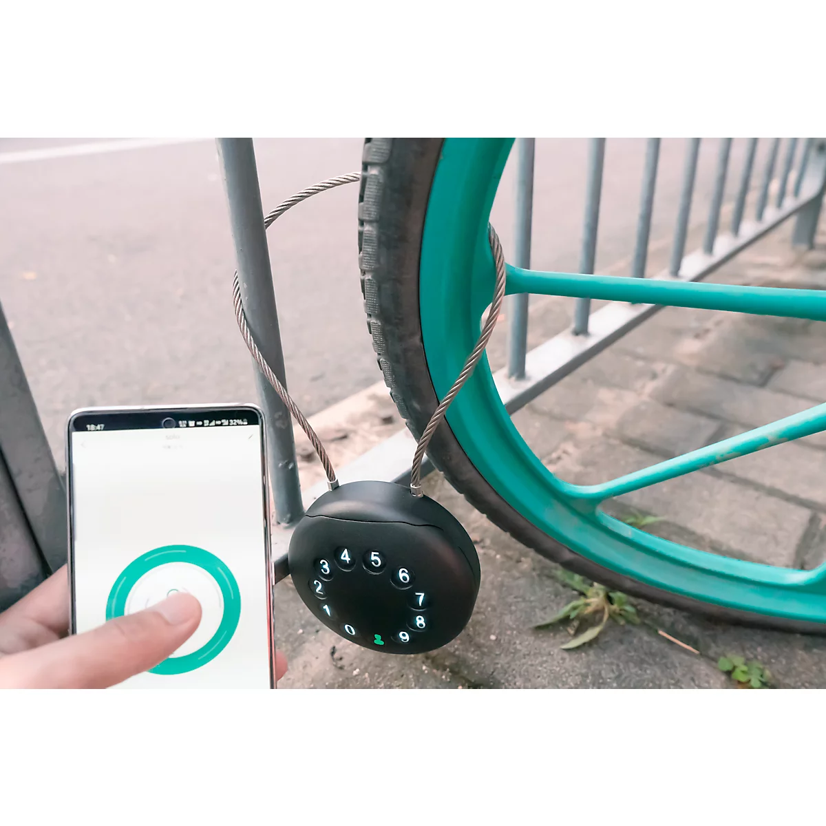 Sleutelkluis Phoenix Palm KS0212EC, gemotoriseerd sleutelslot, bediening via app, Bluetooth, waterdicht/stofdicht IP65, met roestvrijstalen kabel, zwart