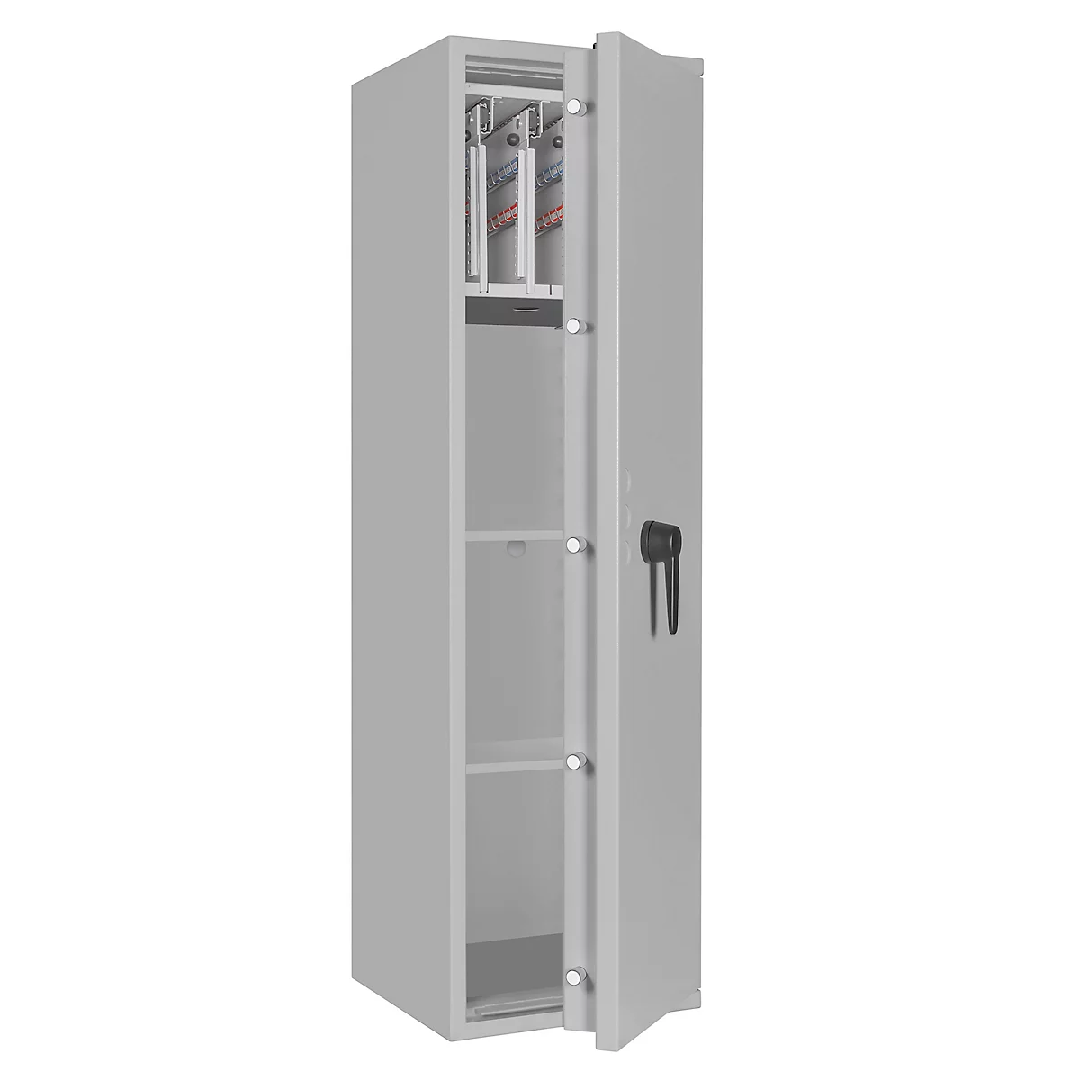 Sleutelkluis STC 1-128 Combi, klasse I volgens EN 1143-1, 128 haken, 6 ordners, 1 legbord, dubbelbaard slot, lichtgrijs RAL 7035
