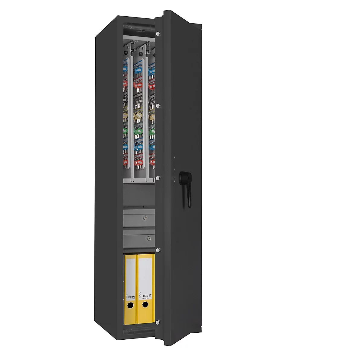 Sleutelkluis STC 1-448 Combi, klasse I volgens EN 1143-1, 448 haken, 3 ordners, 1 legbord, dubbelbaard slot, grafietgrijs RAL 7024