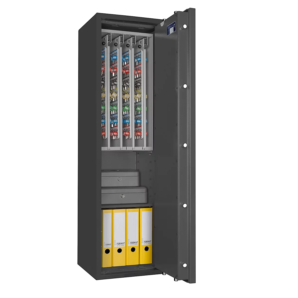 Sleutelkluis STC 1-448 Combi, klasse I volgens EN 1143-1, 448 haken, 3 ordners, 1 legbord, dubbelbaard slot, grafietgrijs RAL 7024