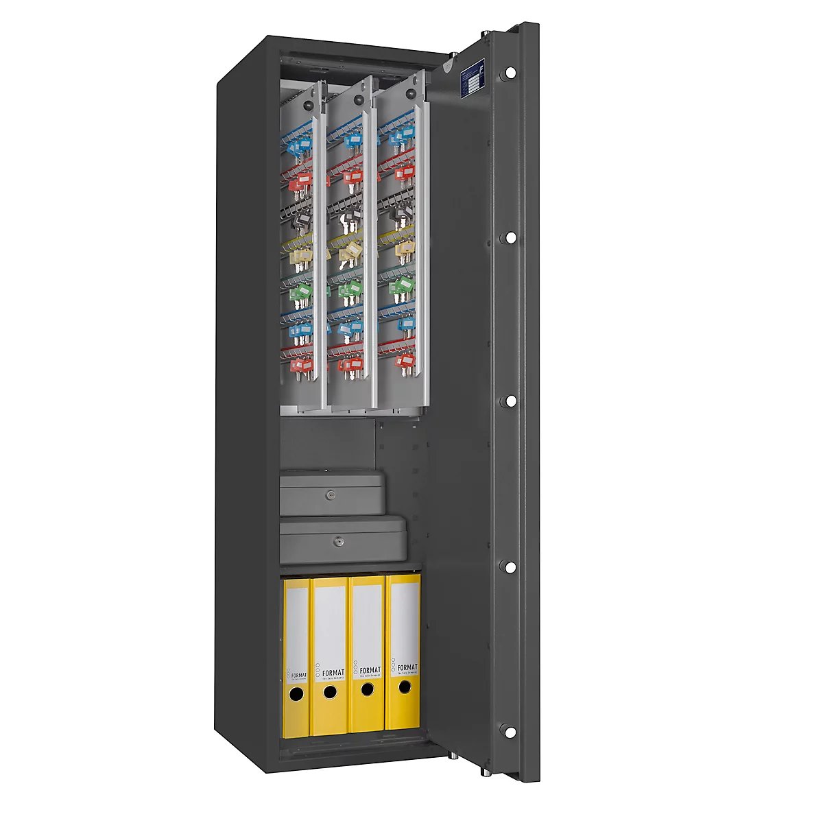 Sleutelkluis STC 1-448 Combi, klasse I volgens EN 1143-1, 448 haken, 3 ordners, 1 legbord, dubbelbaard slot, grafietgrijs RAL 7024