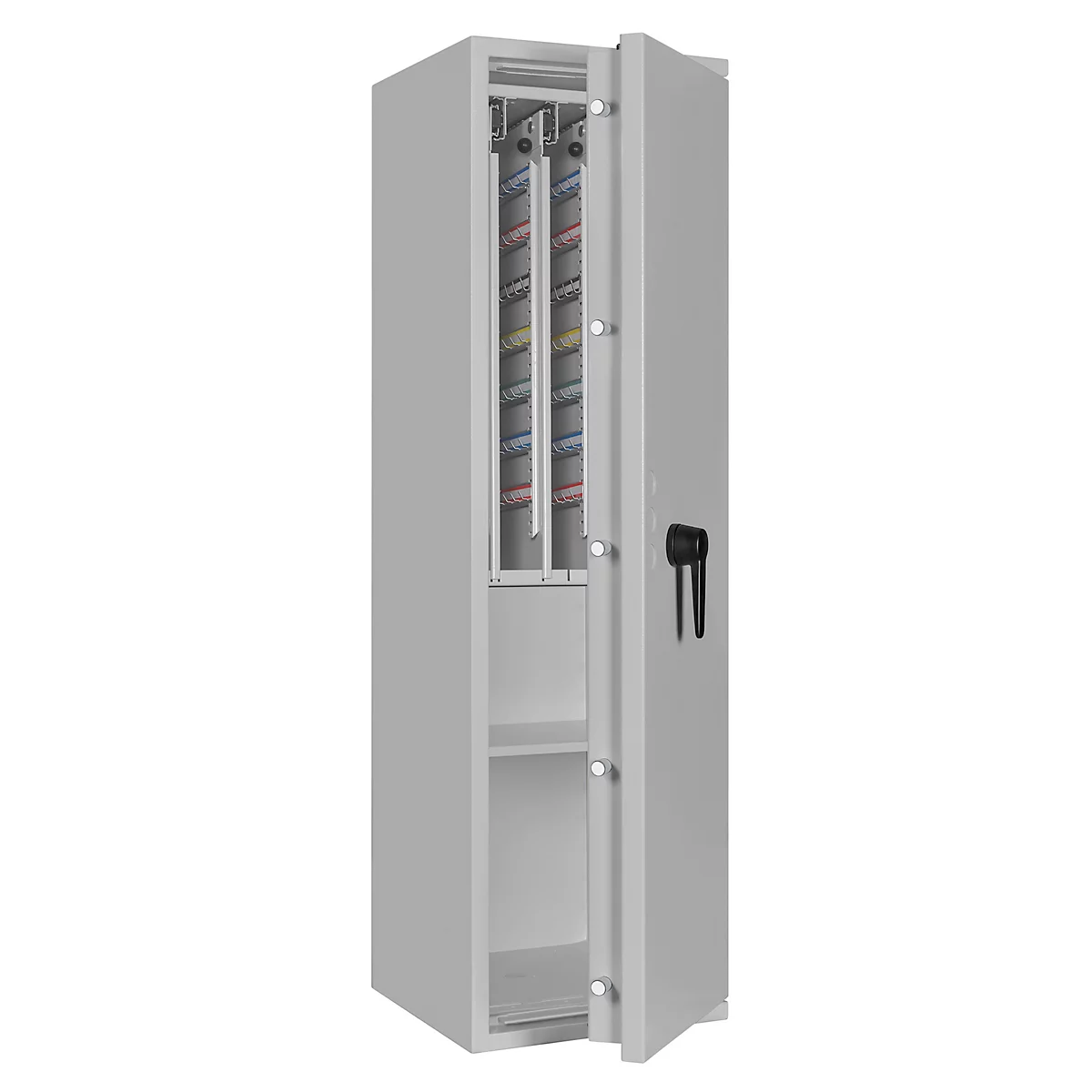 Sleutelkluis STC 1-448 Combi, klasse I volgens EN 1143-1, 448 haken, 3 ordners, 1 legbord, dubbelbaard slot, lichtgrijs RAL 7035