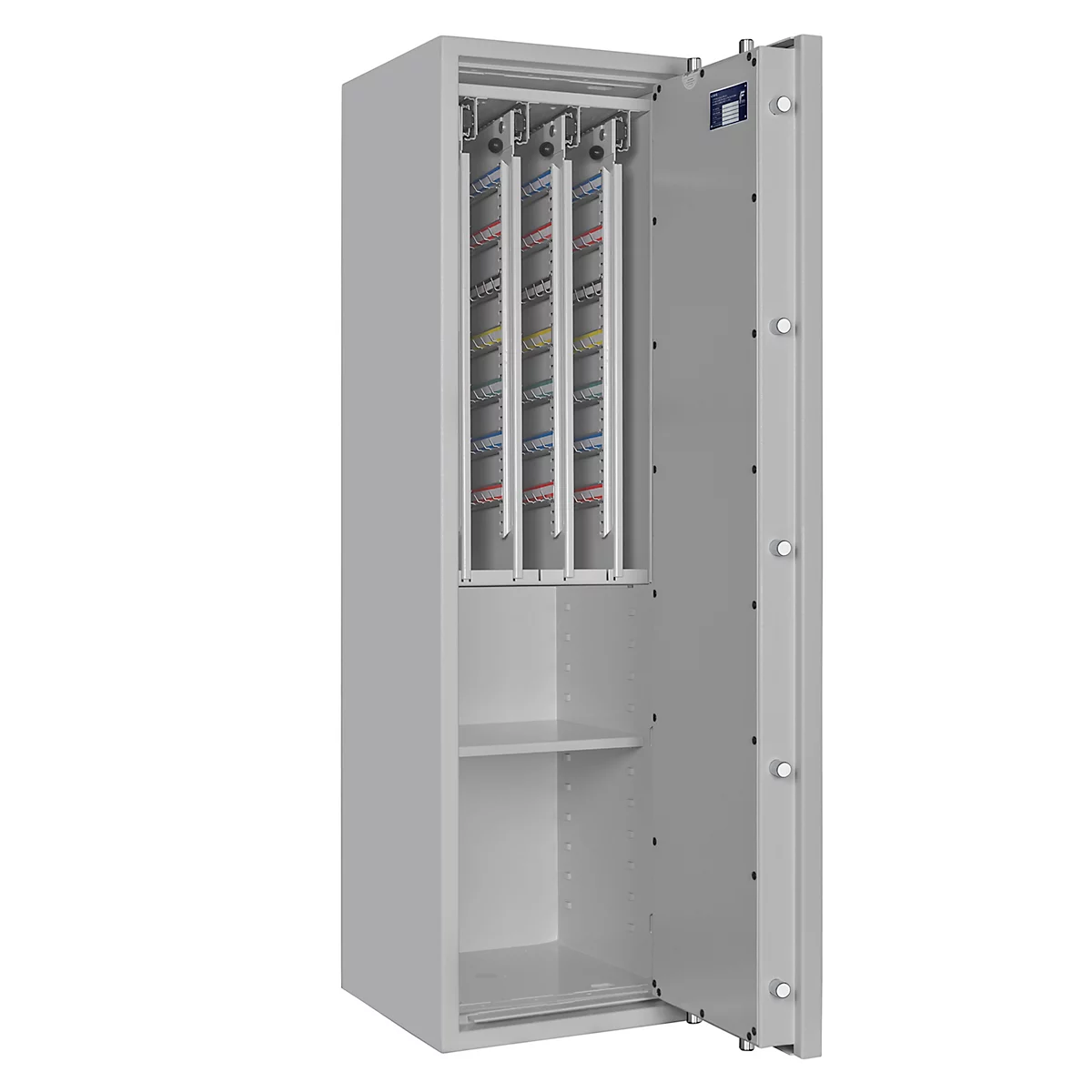 Sleutelkluis STC 1-448 Combi, klasse I volgens EN 1143-1, 448 haken, 3 ordners, 1 legbord, dubbelbaard slot, lichtgrijs RAL 7035