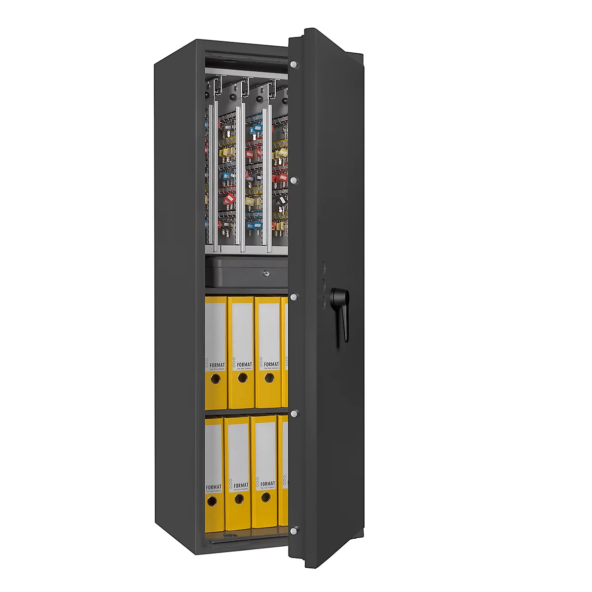 Sleutelkluis STC 2-400 Combi, klasse I volgens EN 1143-1, 400 haken, 10 ordners, 2 legborden, dubbelbaard slot, grafietgrijs RAL 7024