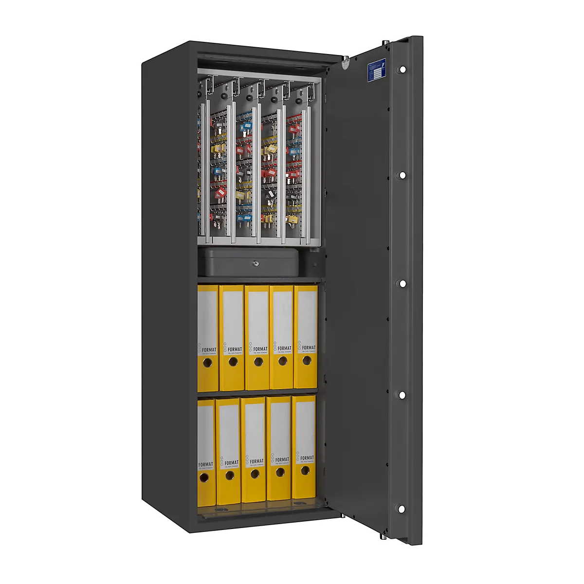 Sleutelkluis STC 2-400 Combi, klasse I volgens EN 1143-1, 400 haken, 10 ordners, 2 legborden, dubbelbaard slot, grafietgrijs RAL 7024