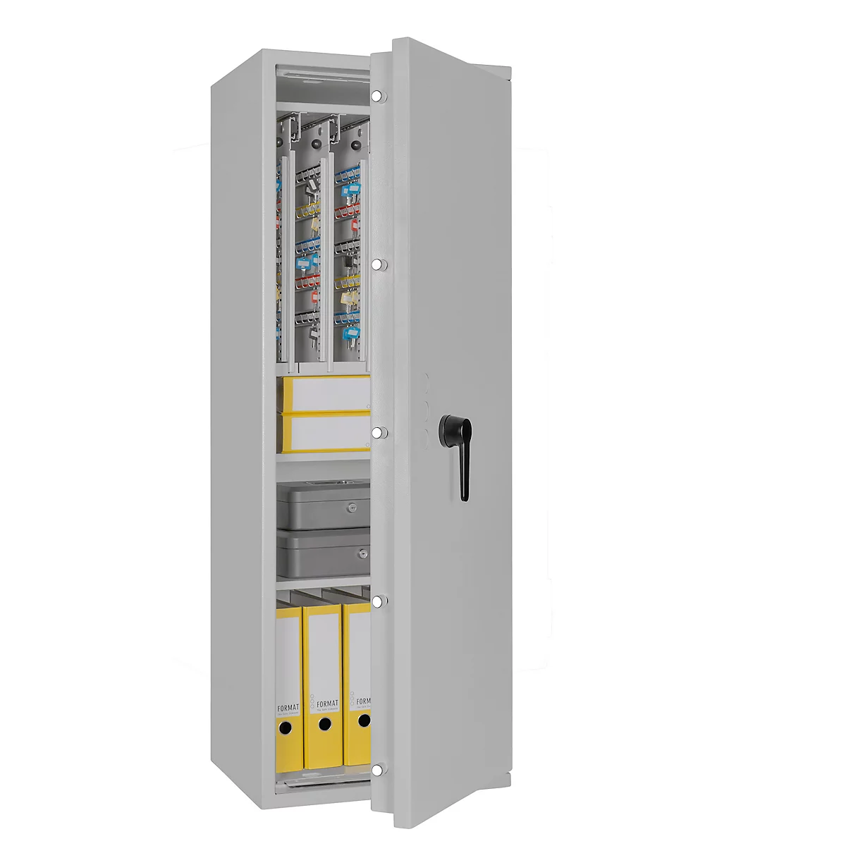 Sleutelkluis STC 2-400 Combi, klasse I volgens EN 1143-1, 400 haken, 10 ordners, 2 legborden, dubbelbaard slot, lichtgrijs RAL 7035