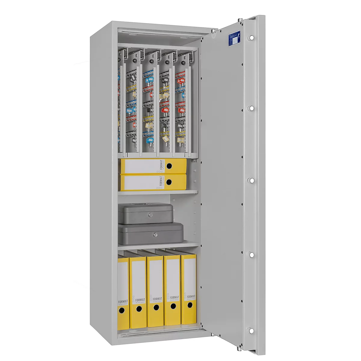 Sleutelkluis STC 2-400 Combi, klasse I volgens EN 1143-1, 400 haken, 10 ordners, 2 legborden, dubbelbaard slot, lichtgrijs RAL 7035
