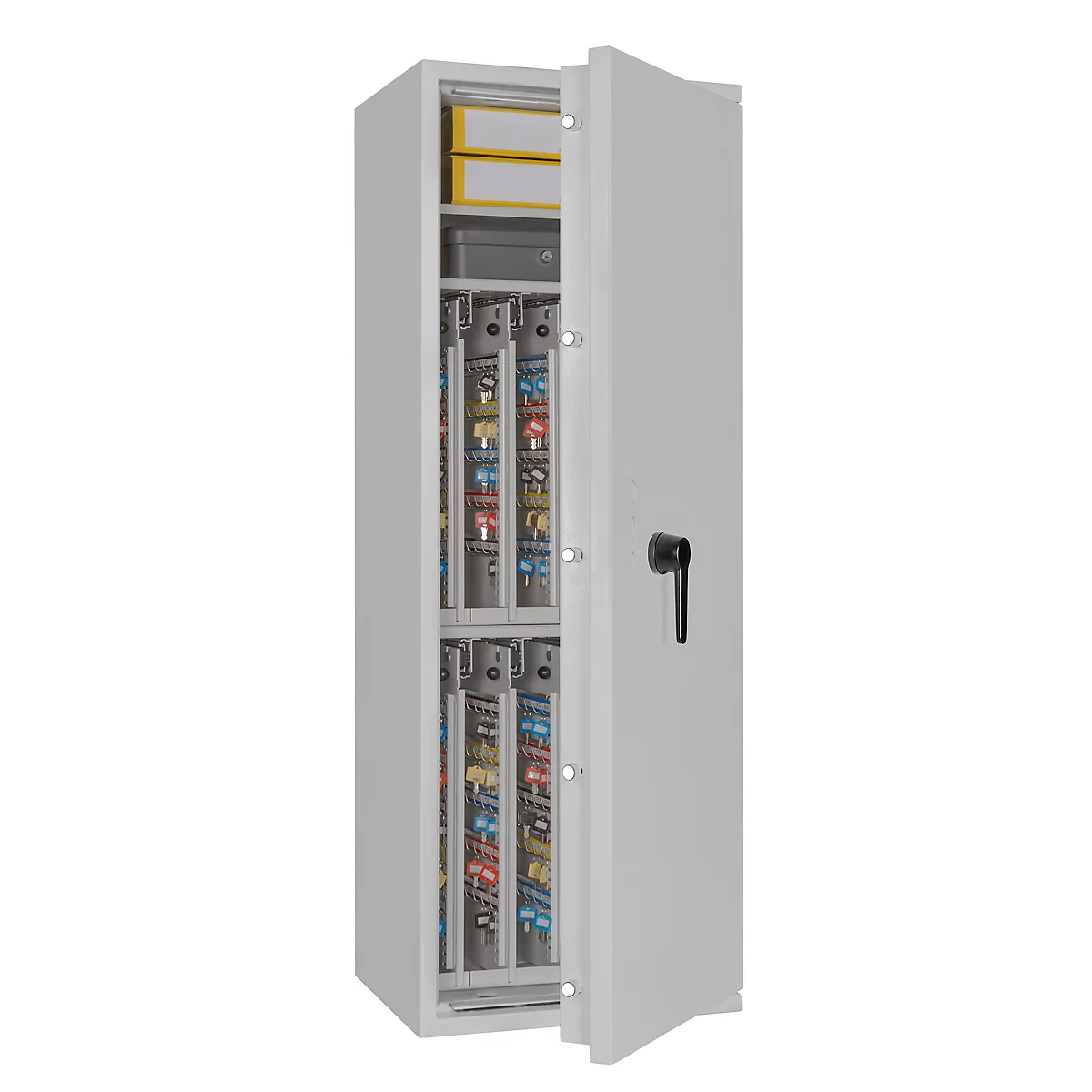 Sleutelkluis STC 2-800 Combi, klasse I volgens EN 1143-1, 800 haken, 2 ordners, 1 legbord, dubbelbaard slot, lichtgrijs RAL 7035
