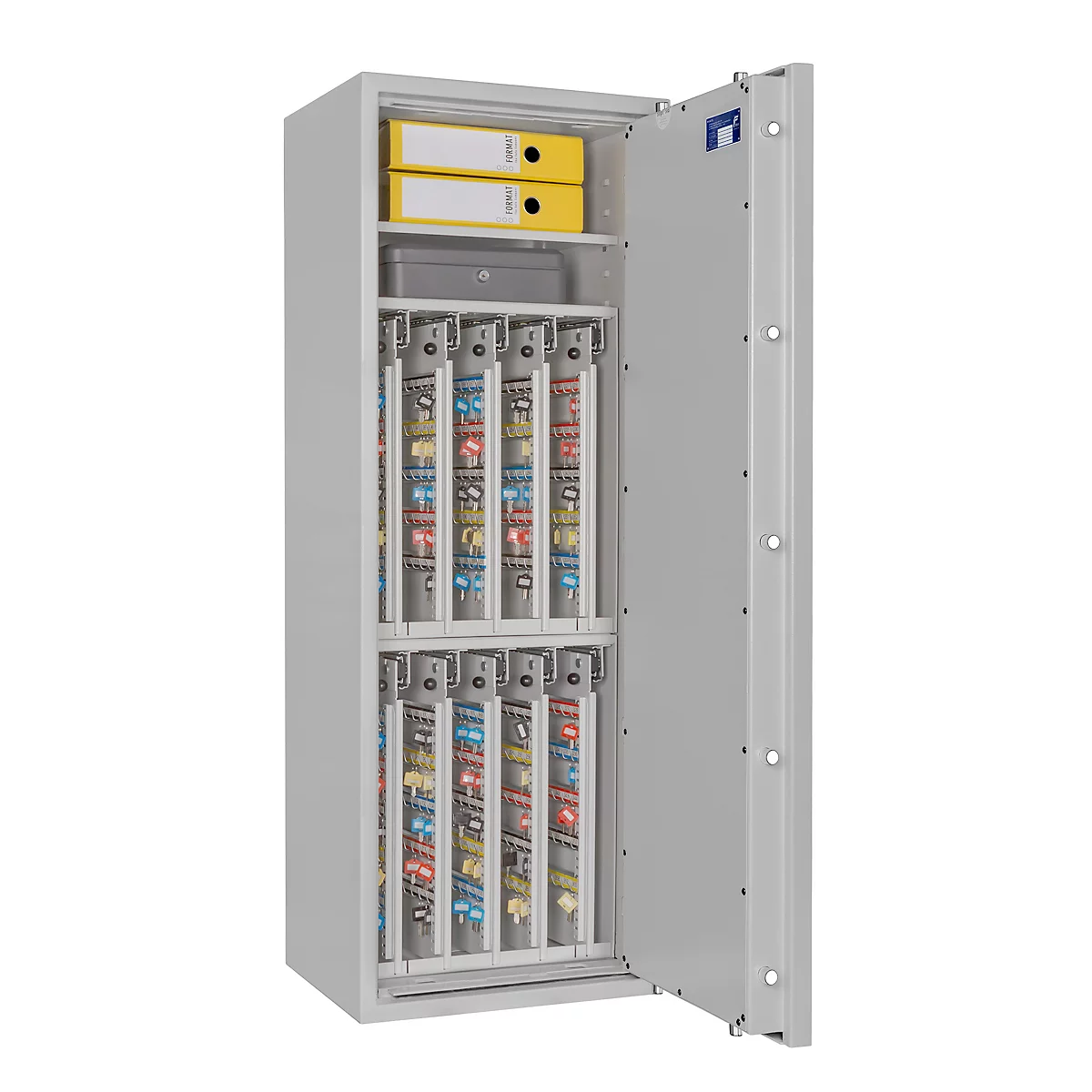 Sleutelkluis STC 2-800 Combi, klasse I volgens EN 1143-1, 800 haken, 2 ordners, 1 legbord, dubbelbaard slot, lichtgrijs RAL 7035