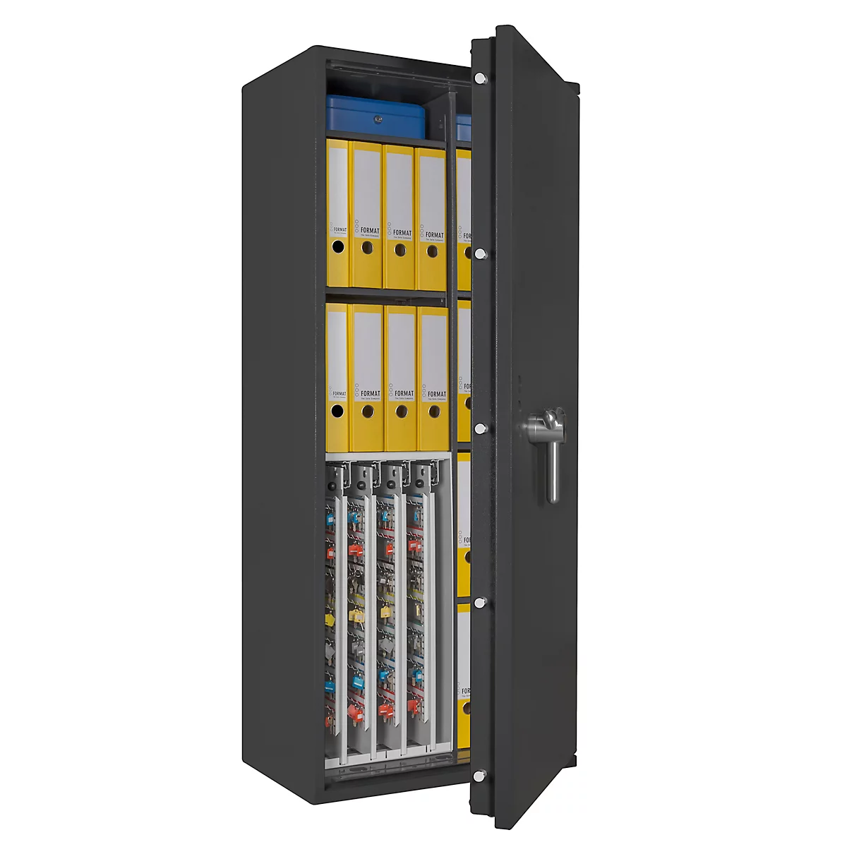 Sleutelkluis STC 3-448 Combi, klasse I volgens EN 1143-1, 448 haken, 18 ordners, 2 + 4 legborden, dubbelbaard slot, grafietgrijs RAL 7024