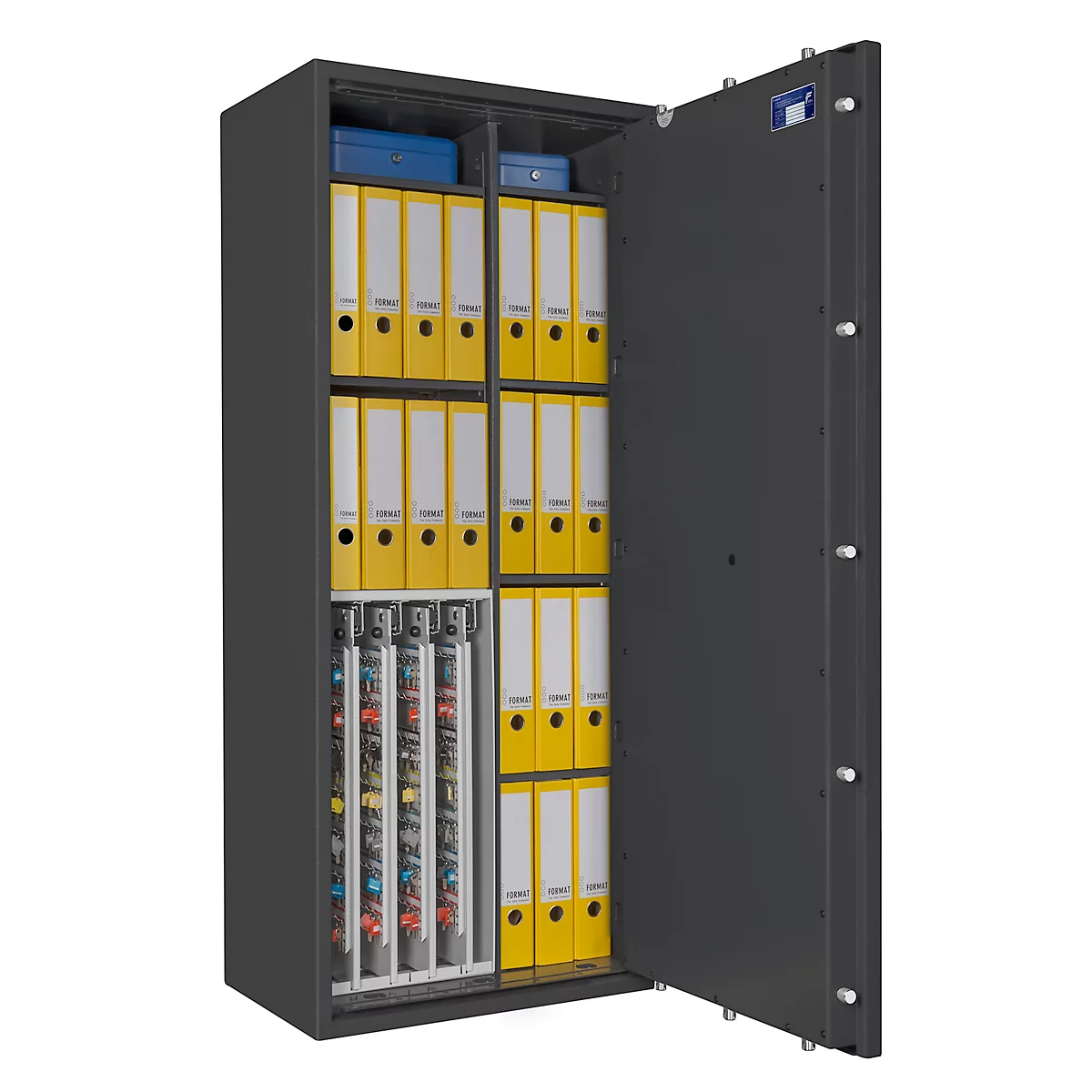 Sleutelkluis STC 3-448 Combi, klasse I volgens EN 1143-1, 448 haken, 18 ordners, 2 + 4 legborden, dubbelbaard slot, grafietgrijs RAL 7024