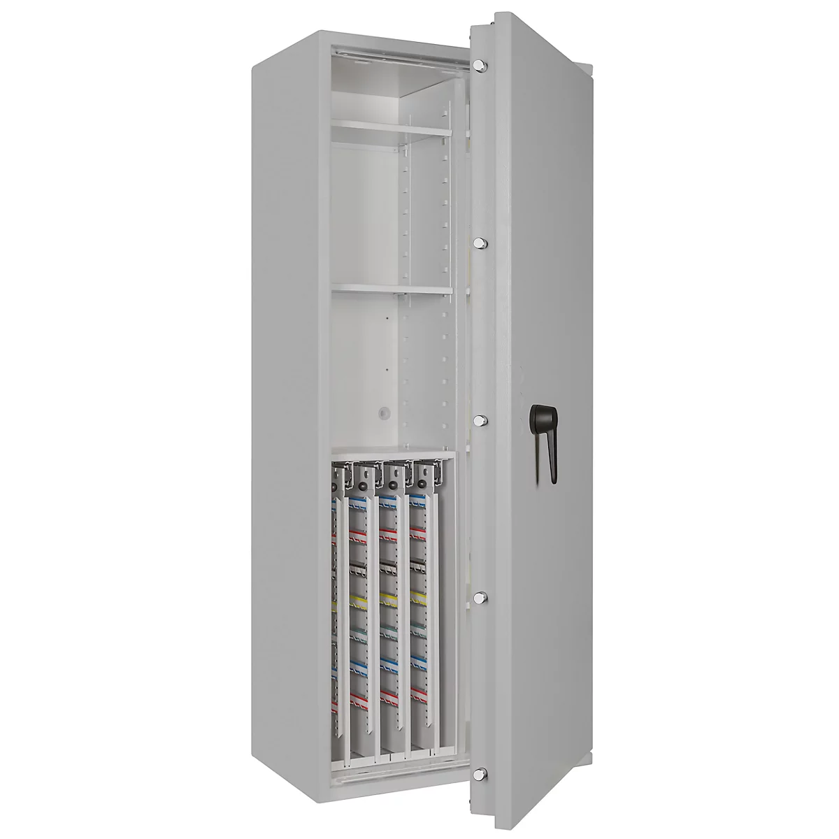 Sleutelkluis STC 3-448 Combi, klasse I volgens EN 1143-1, 448 haken, 18 ordners, 2 + 4 legborden, dubbelbaard slot, lichtgrijs RAL 7035