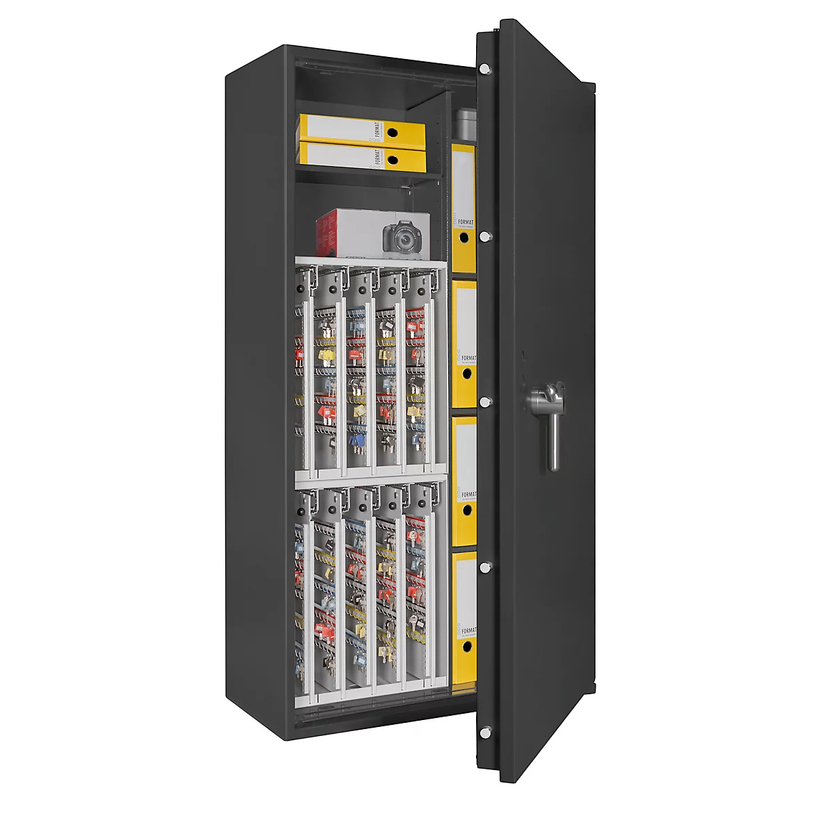 Sleutelkluis STC 4-800 Combi, klasse I volgens EN 1143-1, 800 haken, 20 ordners, 1 + 4 legborden, dubbelbaard slot, grafietgrijs RAL 7024