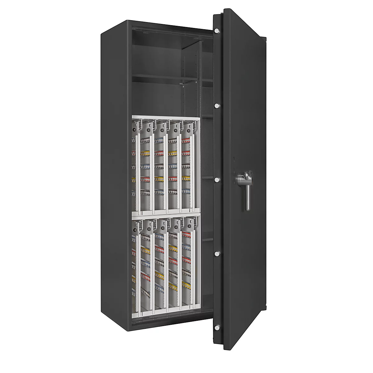 Sleutelkluis STC 4-800 Combi, klasse I volgens EN 1143-1, 800 haken, 20 ordners, 1 + 4 legborden, dubbelbaard slot, grafietgrijs RAL 7024
