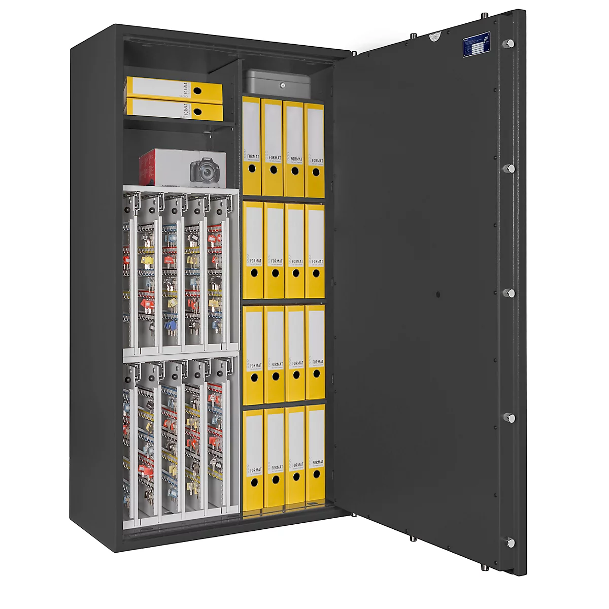 Sleutelkluis STC 4-800 Combi, klasse I volgens EN 1143-1, 800 haken, 20 ordners, 1 + 4 legborden, dubbelbaard slot, grafietgrijs RAL 7024
