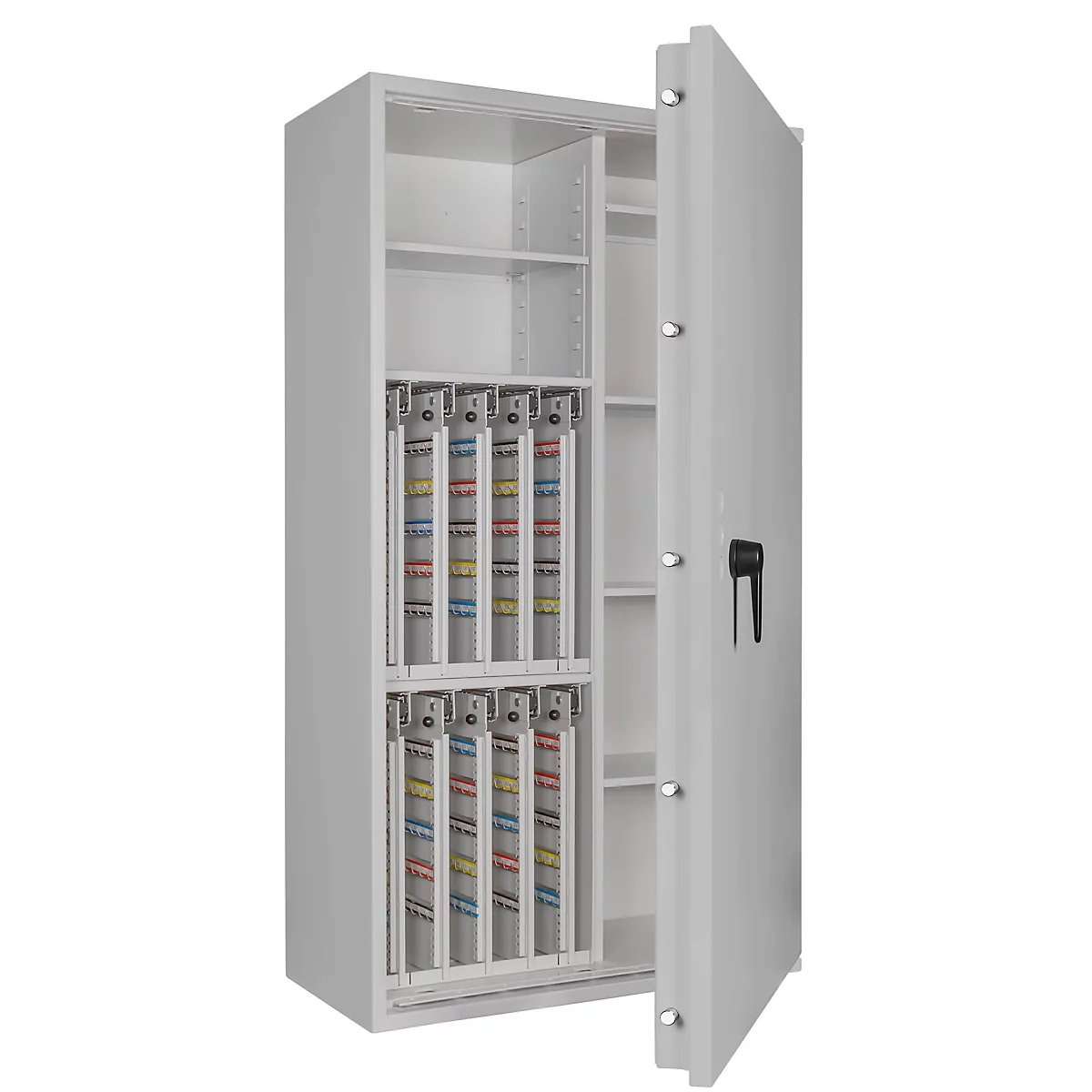 Sleutelkluis STC 4-800 Combi, klasse I volgens EN 1143-1, 800 haken, 20 ordners, 1 + 4 legborden, dubbelbaard slot, lichtgrijs RAL 7035