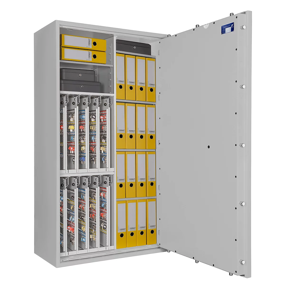 Sleutelkluis STC 4-800 Combi, klasse I volgens EN 1143-1, 800 haken, 20 ordners, 1 + 4 legborden, dubbelbaard slot, lichtgrijs RAL 7035