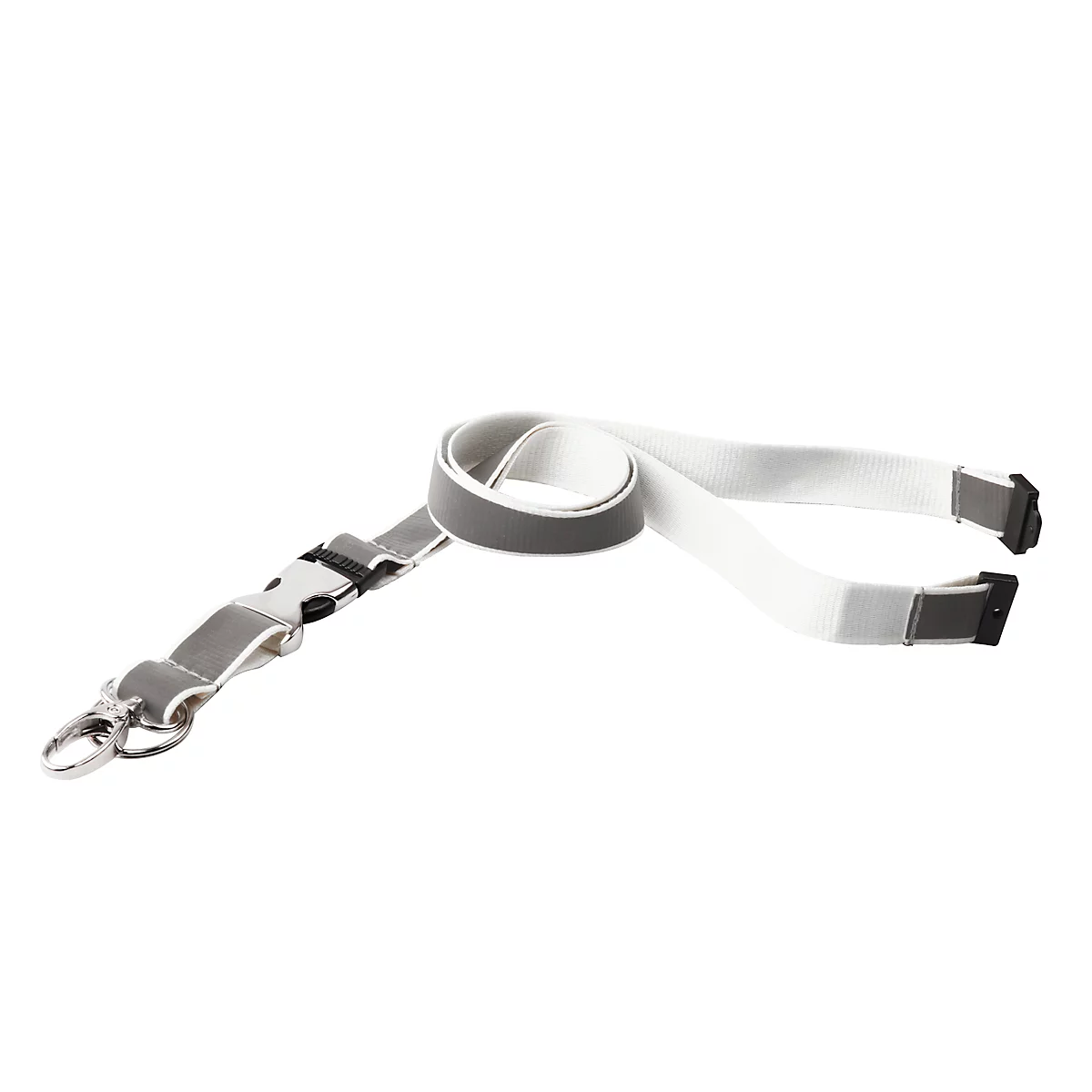 Sleutelkoord voor badgehouder/naamplaatje Tarifold, B 20 x H 550 mm, reflecterend, wit, 10 st.