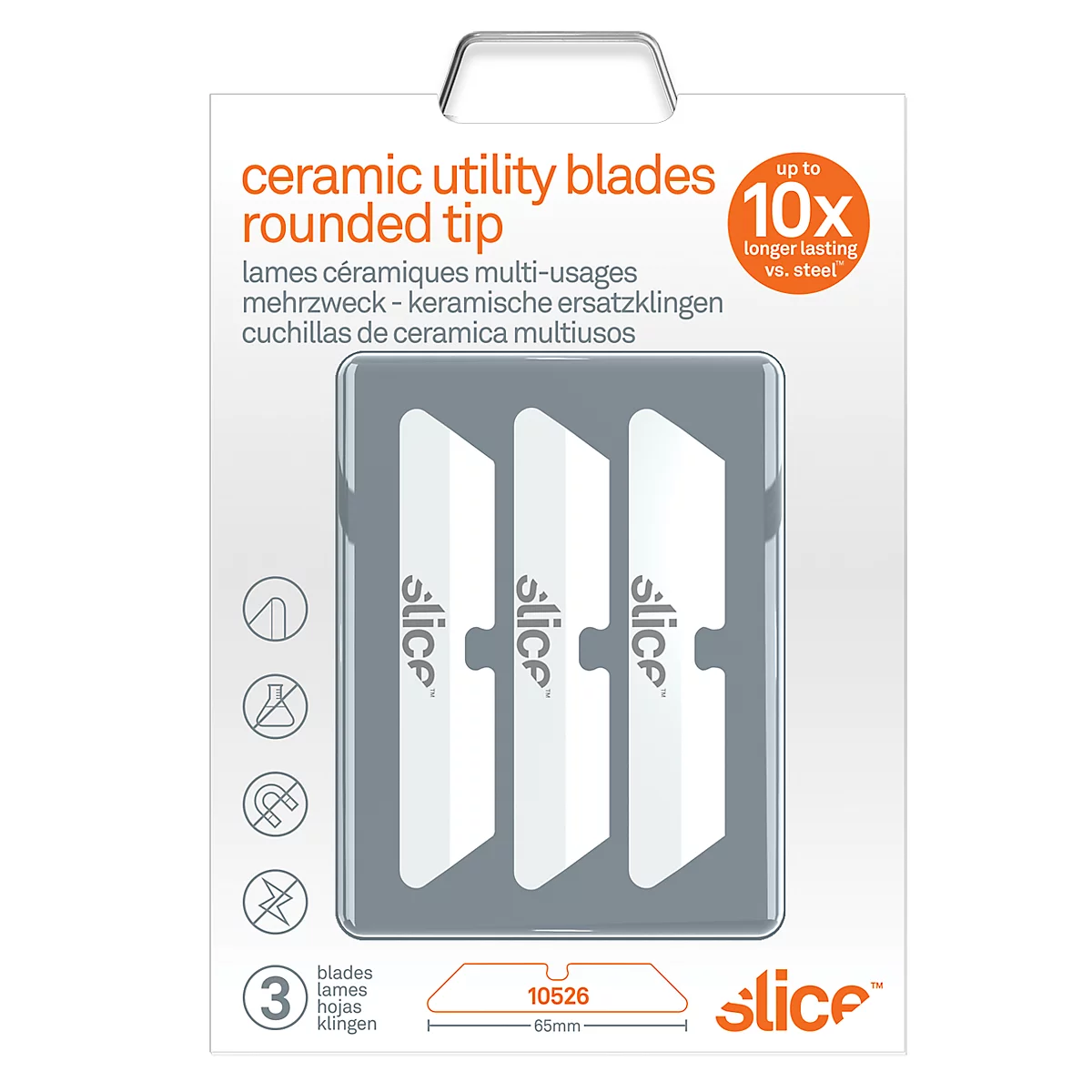 Slice Keramik Ersatzklingen, mit abgerundeter Spitze, 34 mm lang, 3er Pack