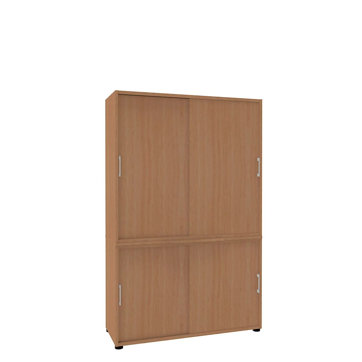 A tall wooden cabinet with sliding doors. The cabinet is brown and stands against a white background.