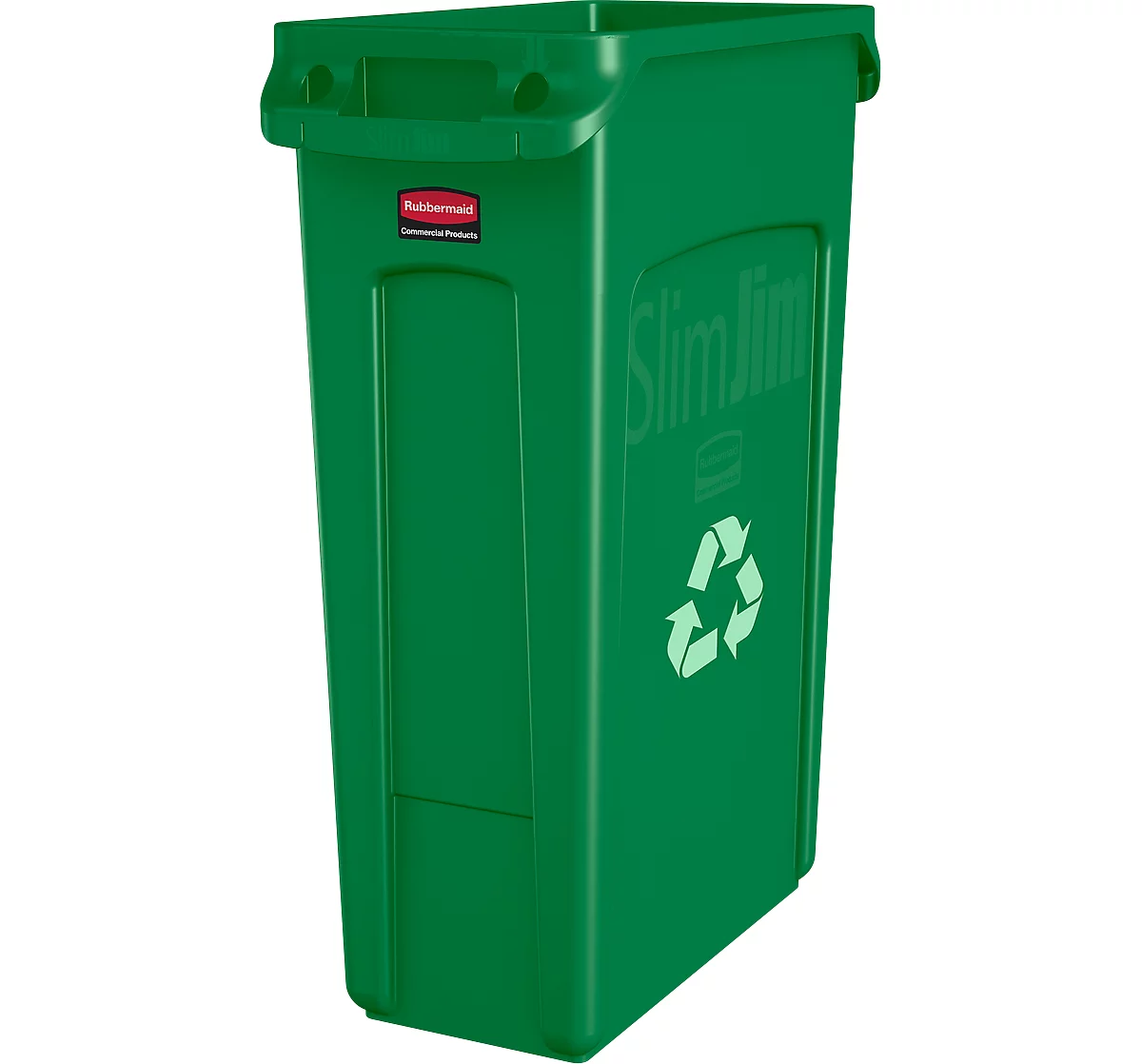 Slim Jim® Abfallbehälter, 87 Liter, grün, m. Recycling-Symbol