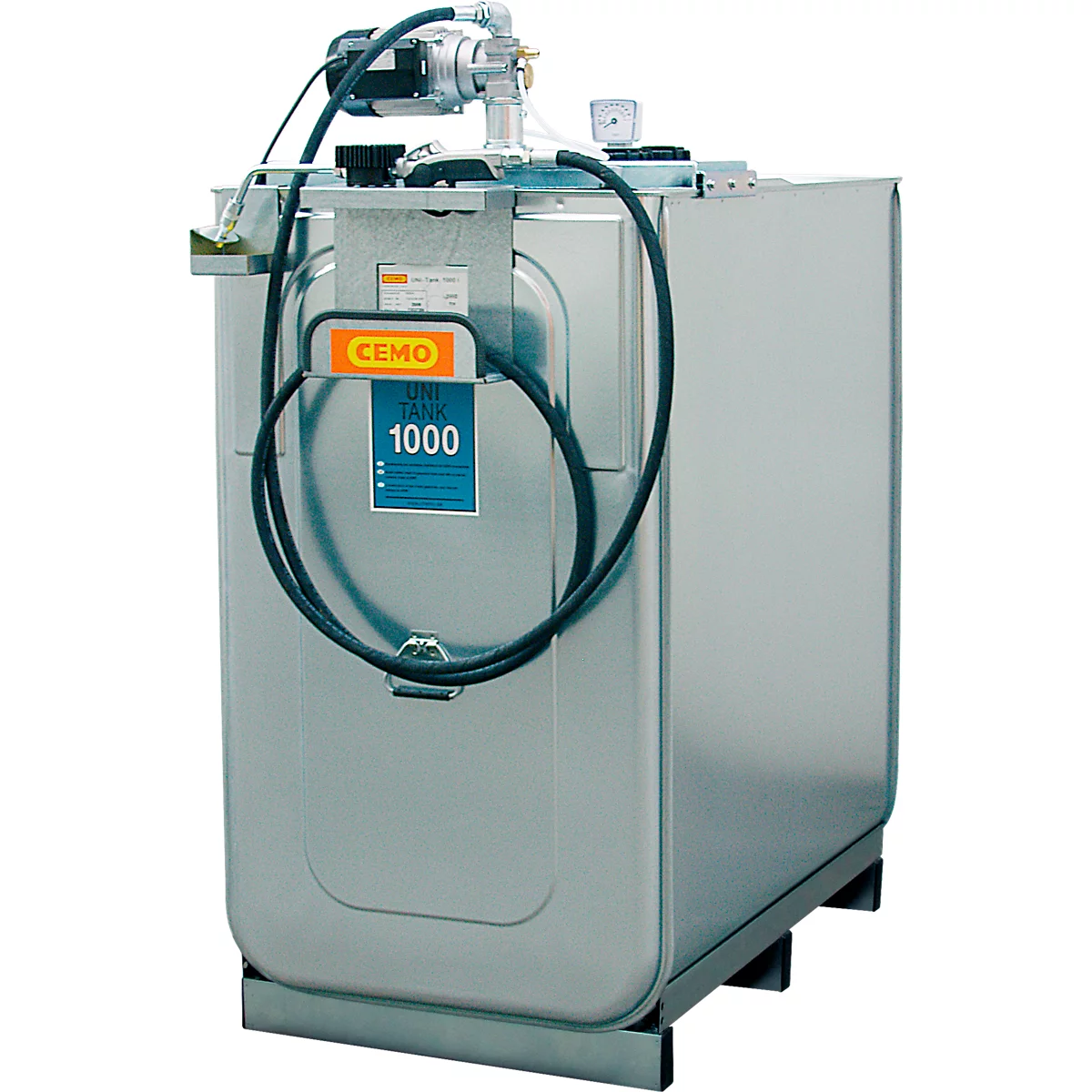 Smeermiddelcompacte eenheid CEMO ECO UNI 750, HPDE-tank 750 l, 230 V elektrische pomp, 9 l/min, B 1080 x D 770 x H 1670 mm, 4 m slang incl. slanghouder