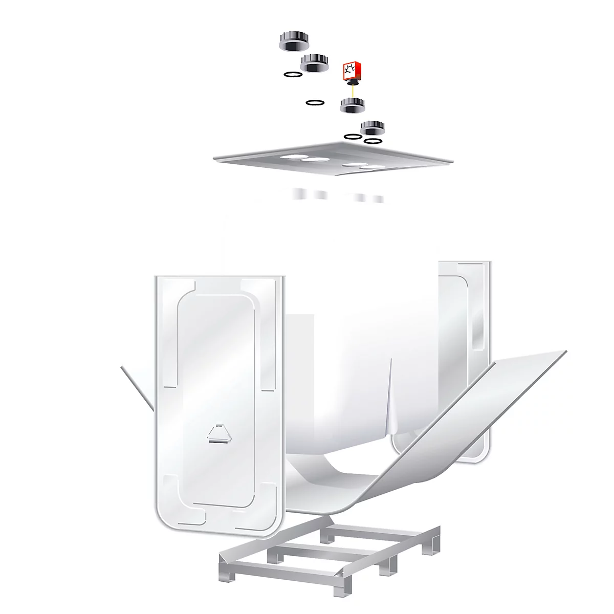 Smeermiddelentank Multi-Tank, voor verse &amp; gebruikte olie, incl. gegalvaniseerde opvangbak, HDPE, 400 l inhoud