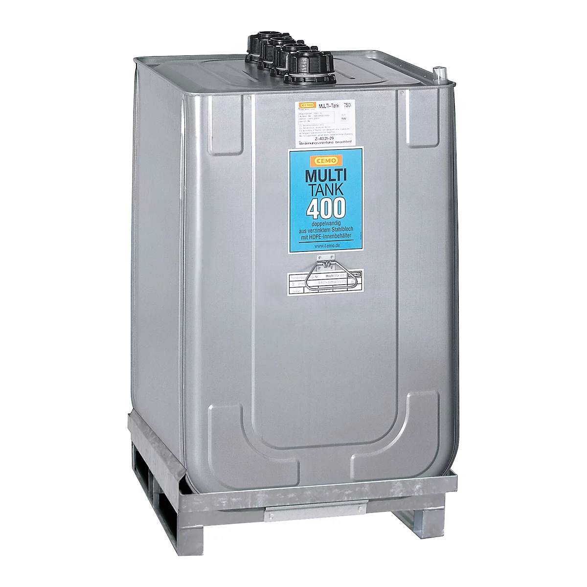 Smeermiddelentank Multi-Tank, voor verse &amp; gebruikte olie, incl. gegalvaniseerde opvangbak, HDPE, 400 l inhoud