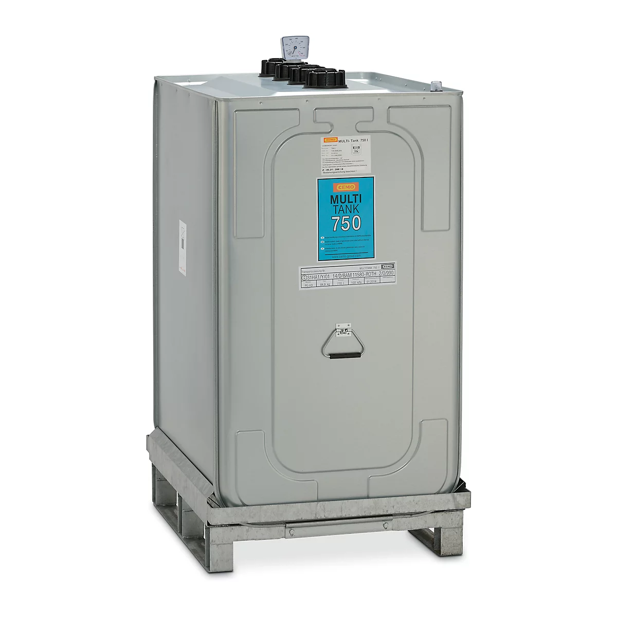 Smeermiddelentank Multi-Tank, voor verse &amp; gebruikte olie, incl. gegalvaniseerde opvangbak, HDPE, 750 l inhoud