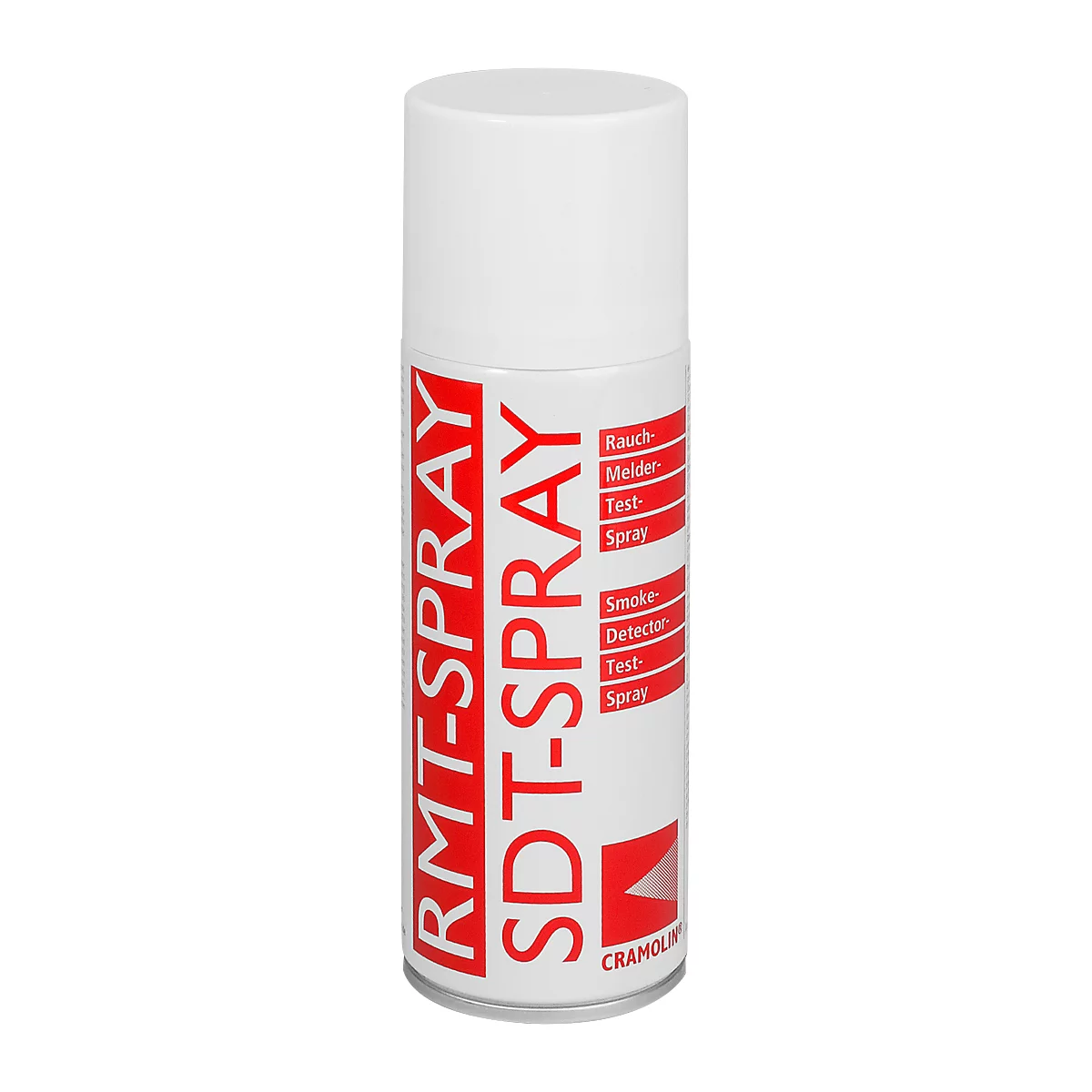 A white spray can with red text that reads "RMT-SPRAY" and "SDT-SPRAY". Text: Smoke detector test spray.