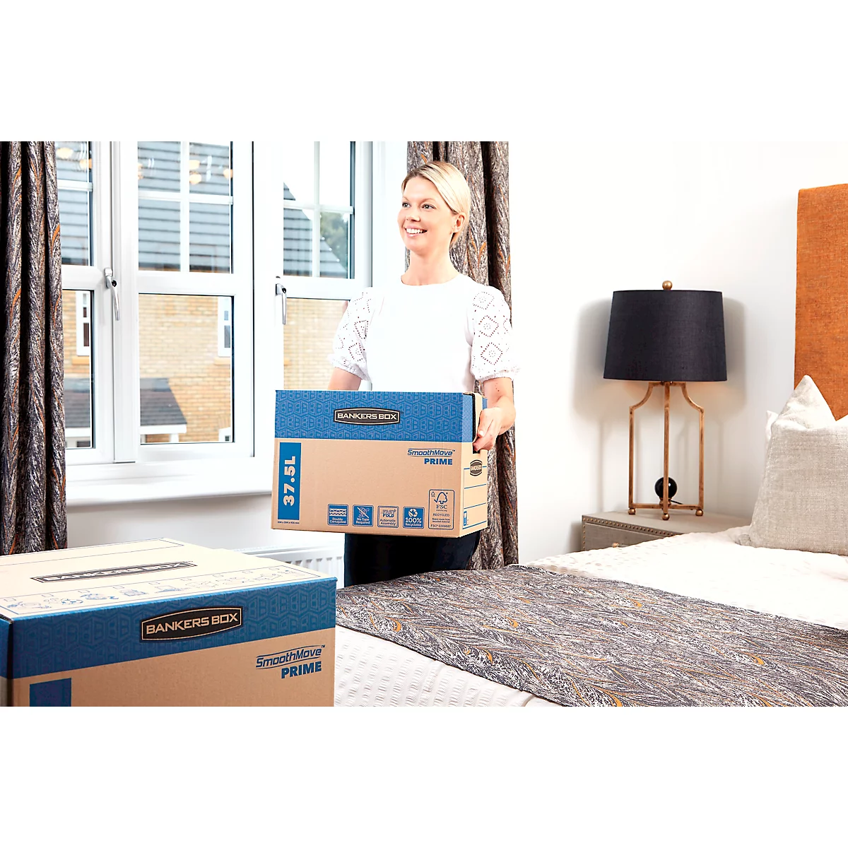 SmoothMove Carton de déménagement FastFold, 37,5 L, carton ondulé 2 plis, H 310 x L 327 x P 429 mm, 5 pièces, marron