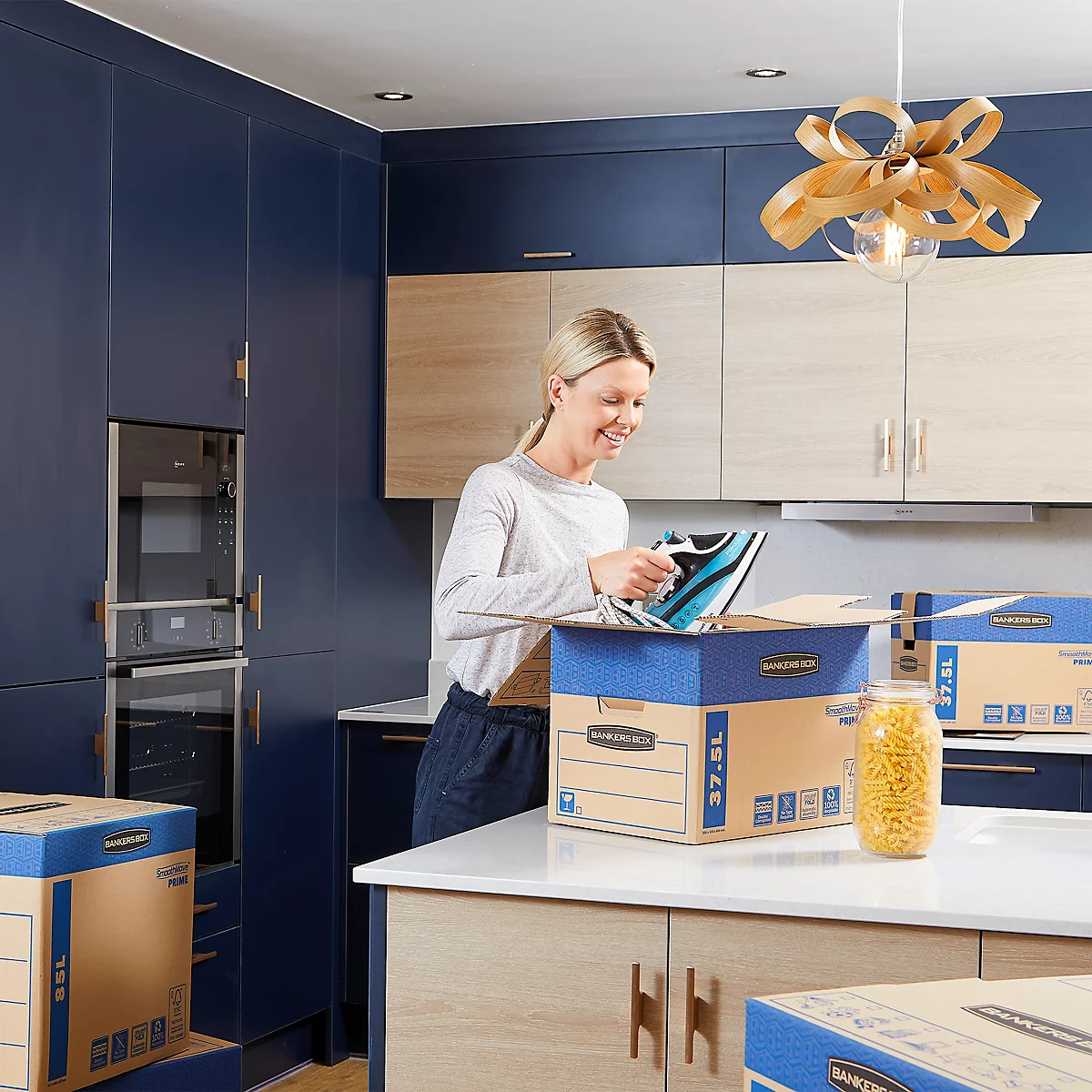SmoothMove Carton de déménagement FastFold, 37,5 L, carton ondulé 2 plis, H 310 x L 327 x P 429 mm, 5 pièces, marron