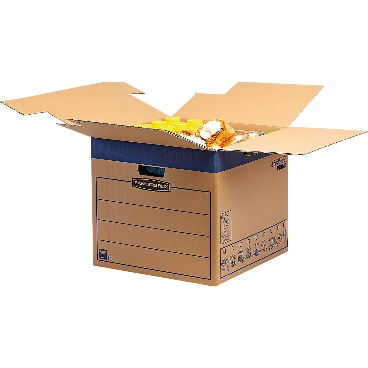 SmoothMove Carton de déménagement FastFold grand, 85 L, carton ondulé 2 plis, H 412 x L 480 x P 470 mm, 5 pièces, marron