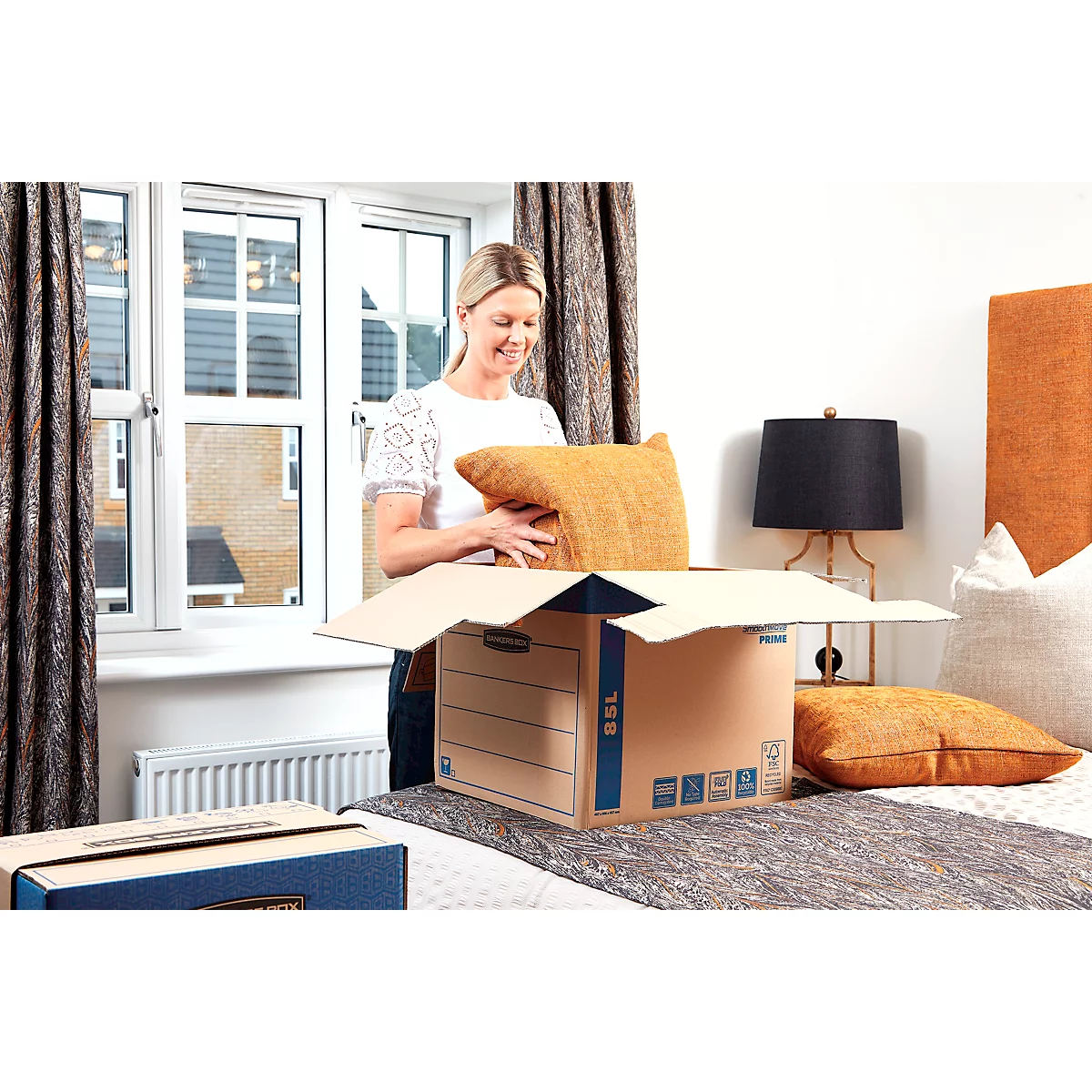 SmoothMove Carton de déménagement FastFold grand, 85 L, carton ondulé 2 plis, H 412 x L 480 x P 470 mm, 5 pièces, marron