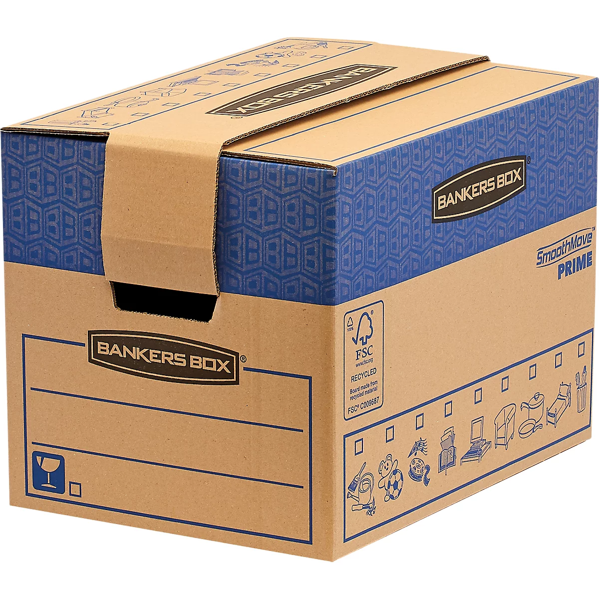 SmoothMove FastFold verhuisdoos, 37,5 L, 2-laags golfkarton, H 310 x B 327 x D 429 mm, 5 stuks, bruin