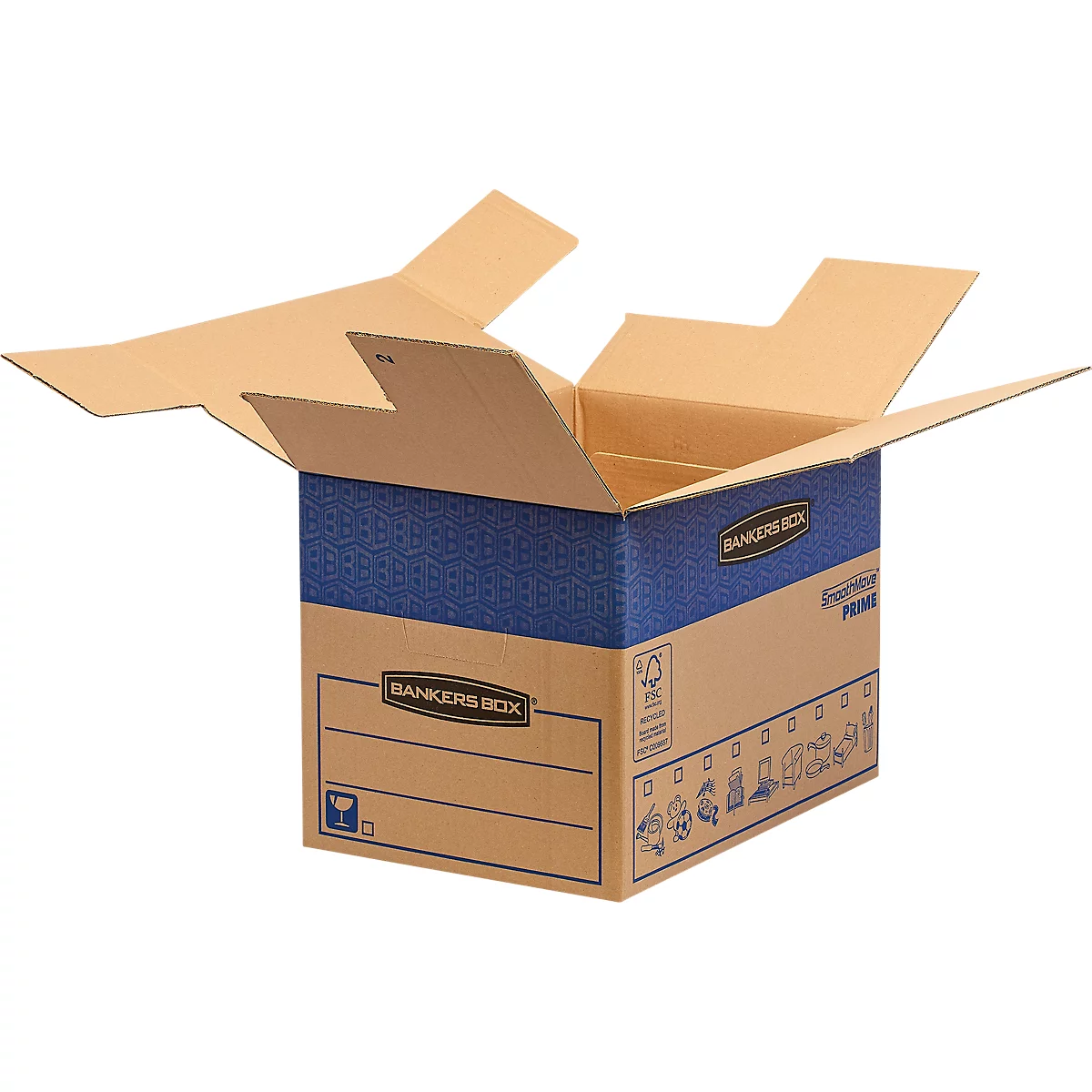 SmoothMove FastFold verhuisdoos, 37,5 L, 2-laags golfkarton, H 310 x B 327 x D 429 mm, 5 stuks, bruin