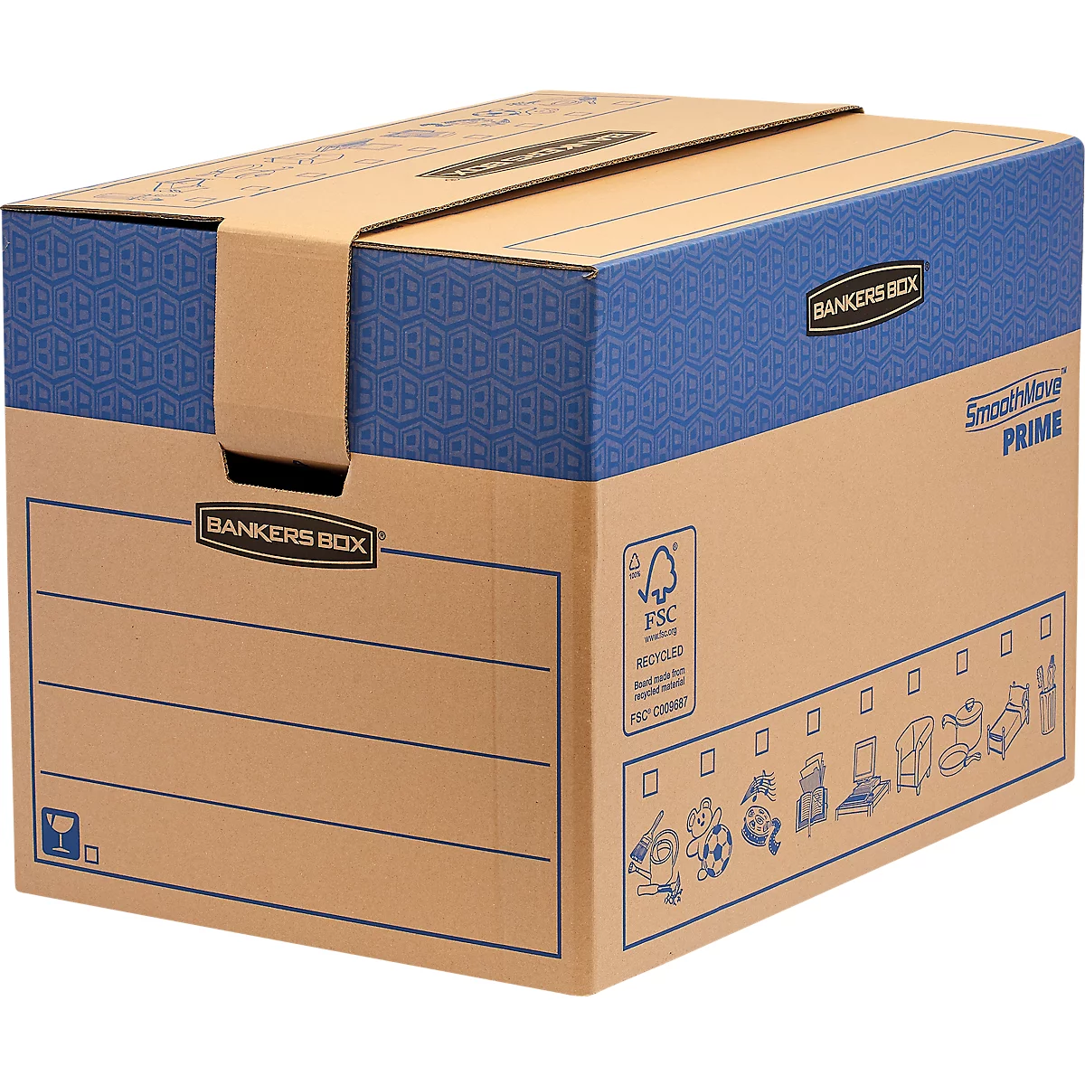 SmoothMove verhuisdoos FastFold extra groot, 127 L, 2-laags golfkarton, H 463 x B 480 x D 632 mm, 5 stuks, bruin