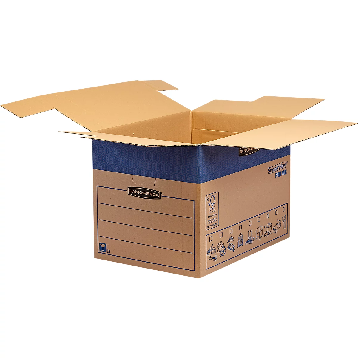 SmoothMove verhuisdoos FastFold extra groot, 127 L, 2-laags golfkarton, H 463 x B 480 x D 632 mm, 5 stuks, bruin