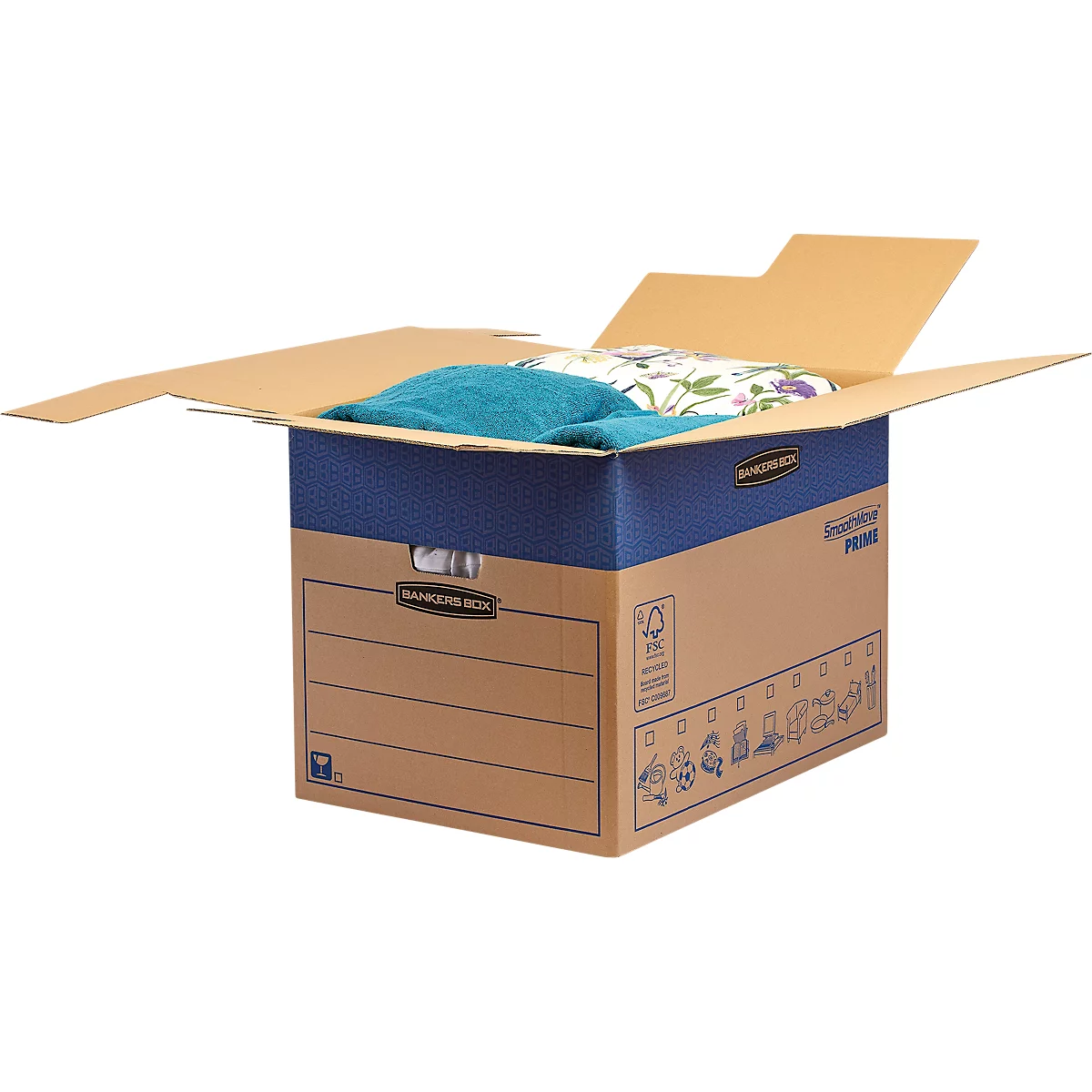 SmoothMove verhuisdoos FastFold extra groot, 127 L, 2-laags golfkarton, H 463 x B 480 x D 632 mm, 5 stuks, bruin