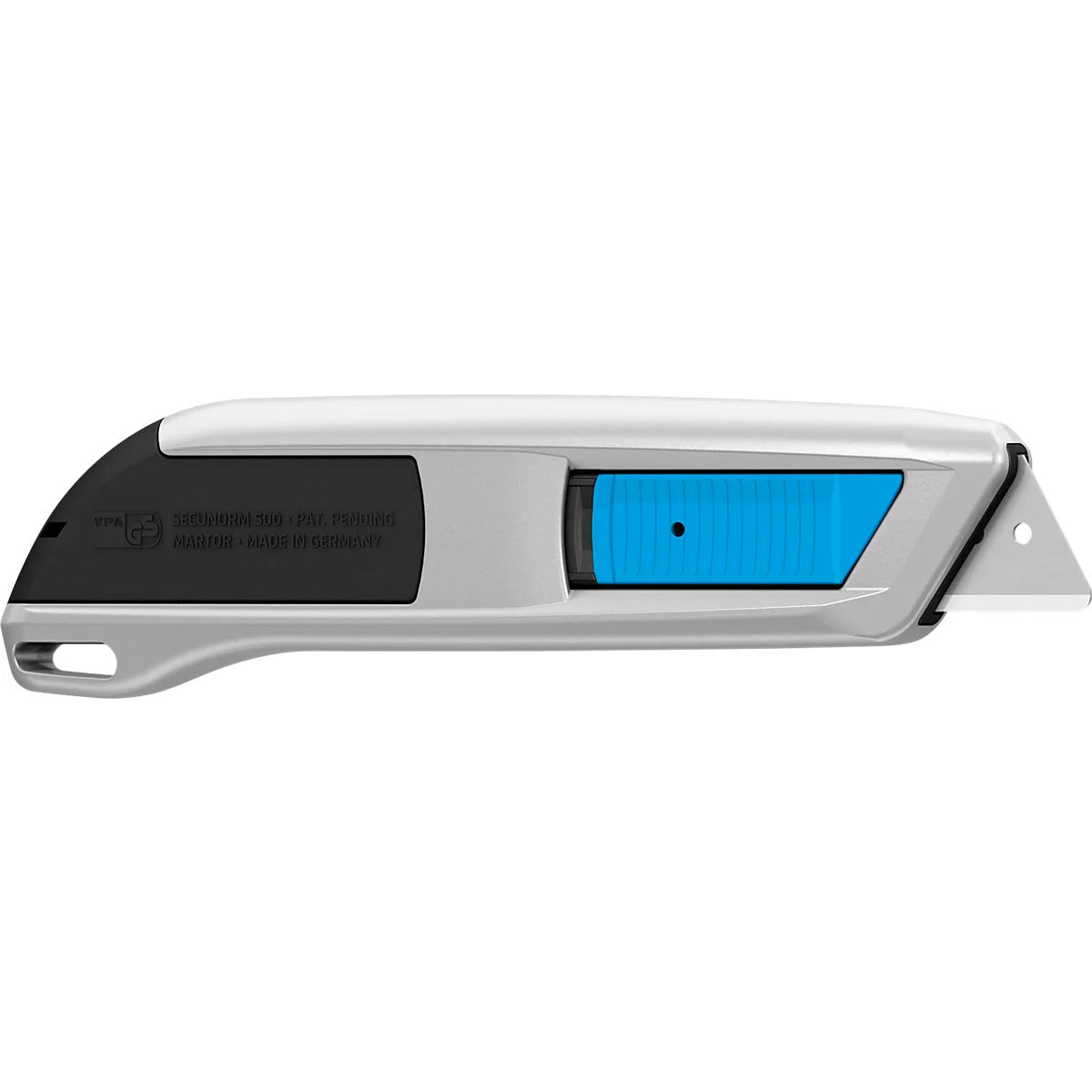 Snijmes Martor Secunorm 500, automatisch terugtrekken van het mes, ergonomische handgreep, stalen mes, snijdiepte 17 mm, L 143 x B 16 x H 36 mm
