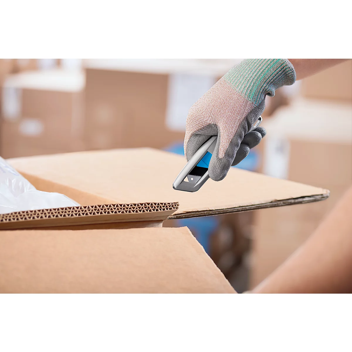 Snijmes Martor Secunorm 500, automatisch terugtrekken van het mes, ergonomische handgreep, stalen mes, snijdiepte 17 mm, L 143 x B 16 x H 36 mm