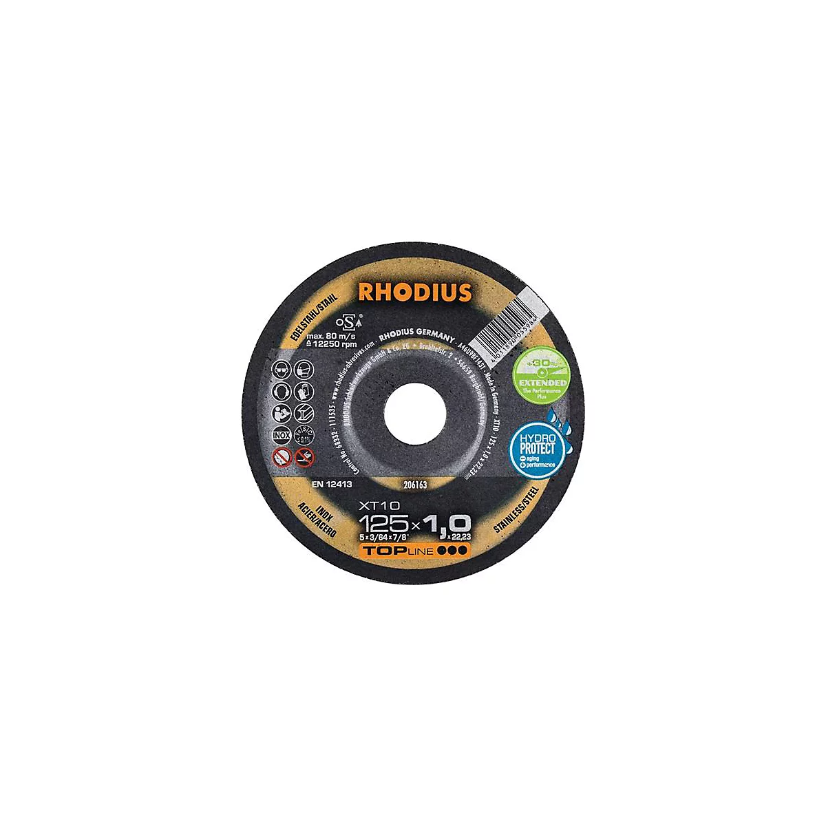 Snijschijf XT10 D230x1,9mm gebogen INOX boring.22,23mm RHODIUS