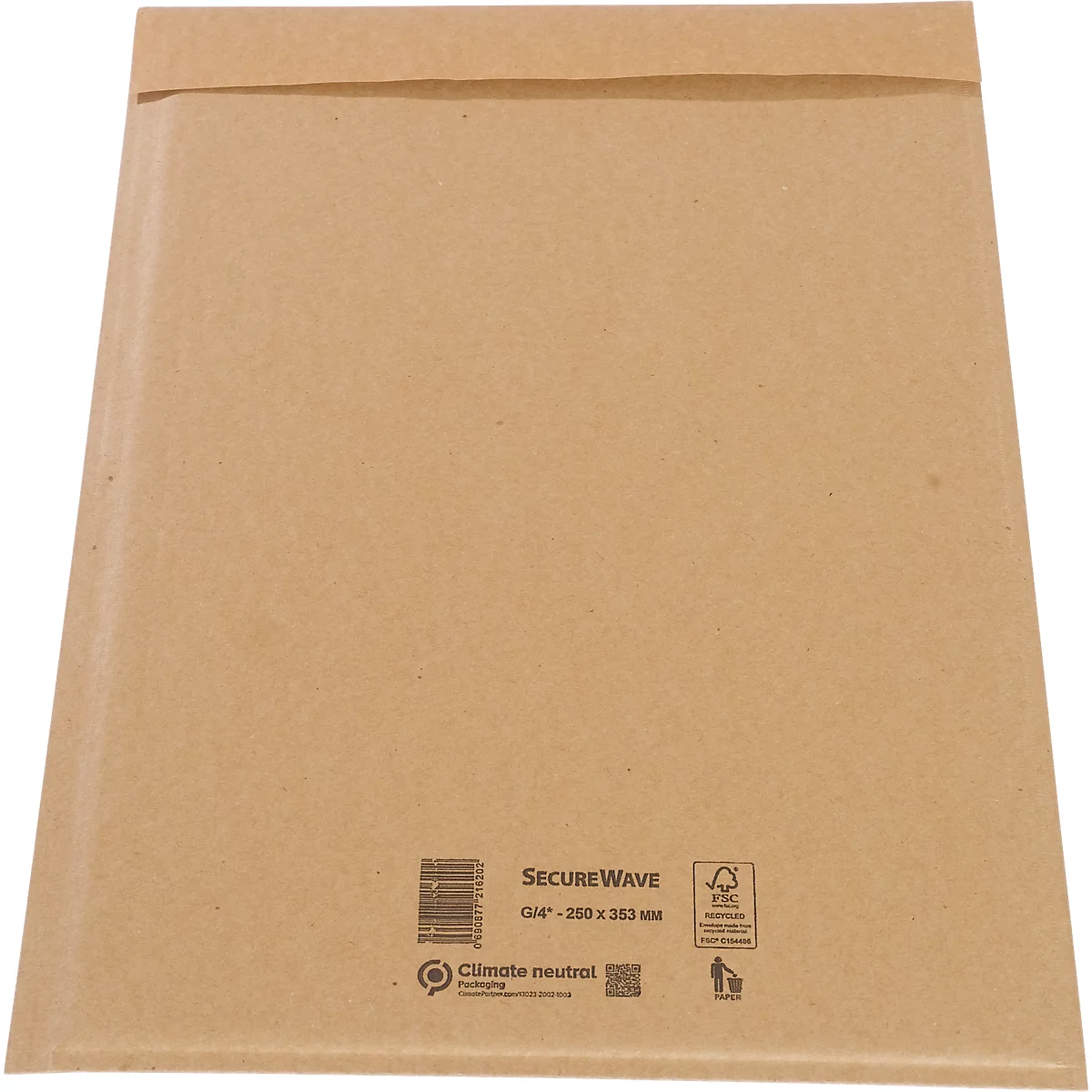 Sobres de correo SecureWave de MD Securepack®, acolchado de papel, adhesivo sensible a la presión, papel 100 % reciclado FSC®, formato G/4, 250 x 340 mm, 75 unidades