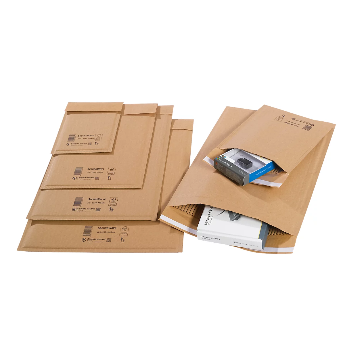Sobres de correo SecureWave de MD Securepack®, acolchado de papel, adhesivo sensible a la presión, papel 100 % reciclado FSC®, formato H/5, 285 x 360 mm, 75 unidades